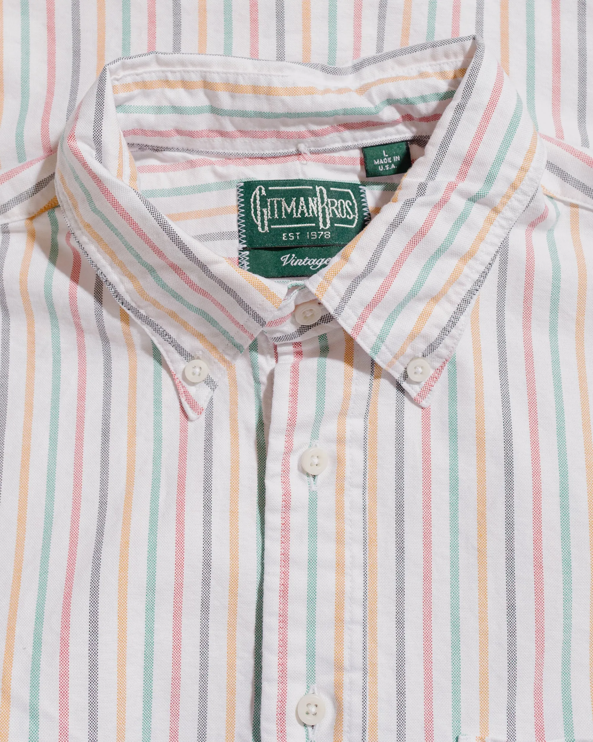 Gitman Vintage Bros. Rasta Stripe Oxford Long Sleeve sold by Lost & Found product image thumbnail 5