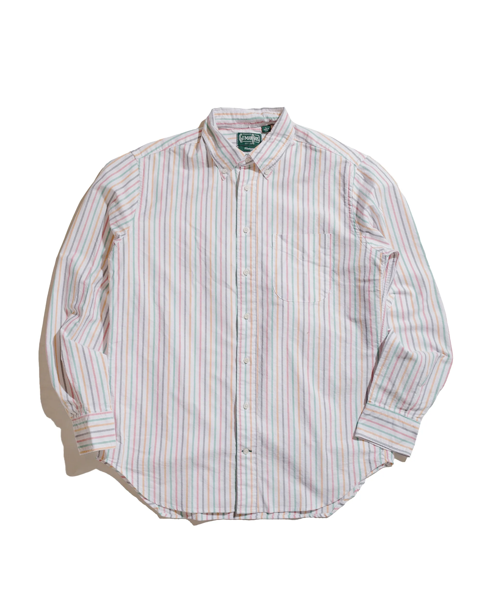Gitman Vintage Bros. Rasta Stripe Oxford Long Sleeve sold by Lost & Found
