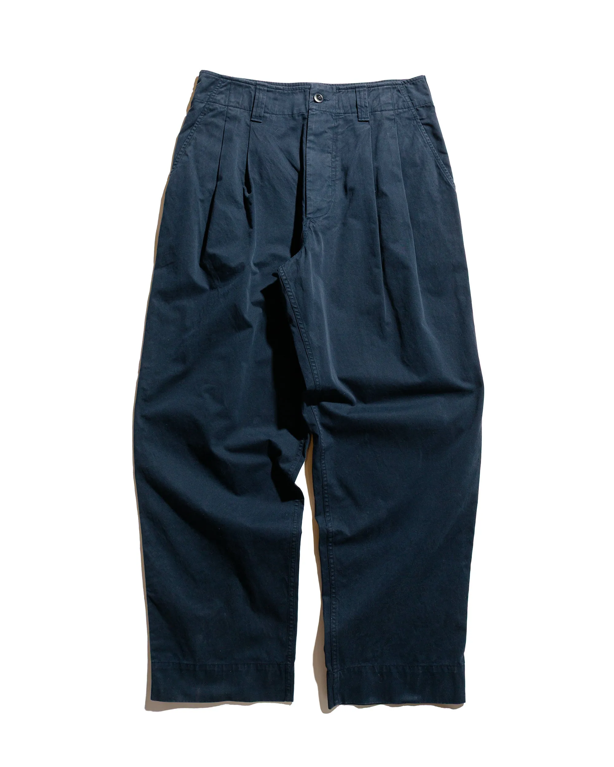 MHL Stitch Pleat Trouser Tough Cotton Twill Dark Ink sold by Lost & Found