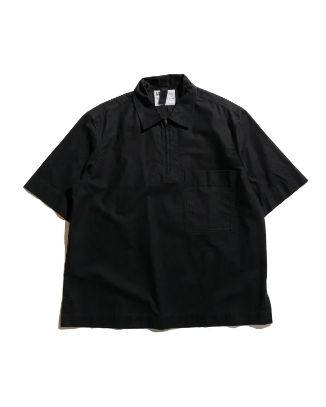 MHL Half Zip Pull On Shirt Textured Cotton Black sold by Lost & Found