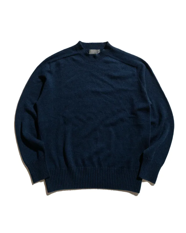 Margaret Howell Seamless Crew Neck Cashmere Cotton Ocean Blue sold by Lost & Found