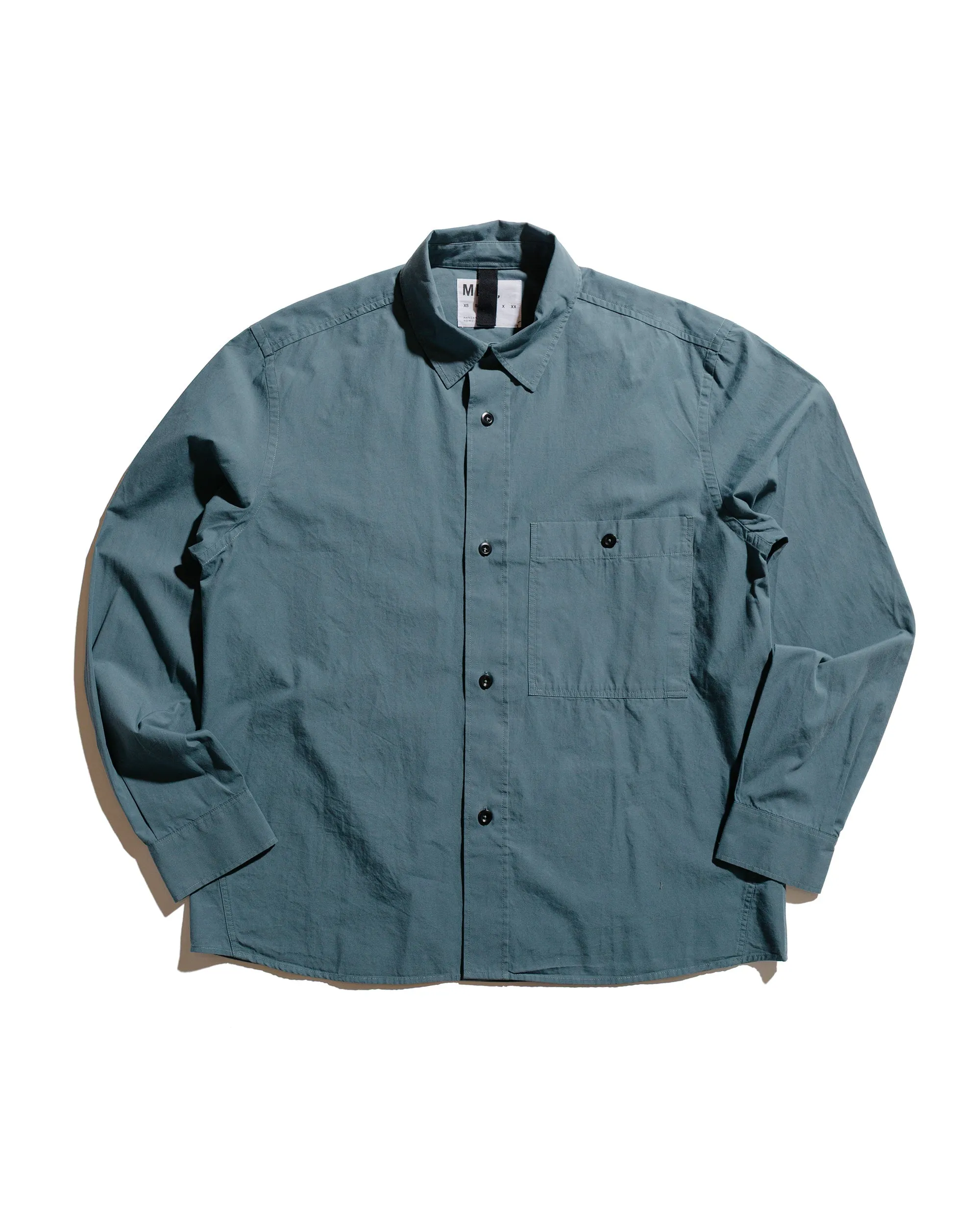 MHL Overall Shirt Washed Cotton Poplin Mineral Blue sold by Lost & Found