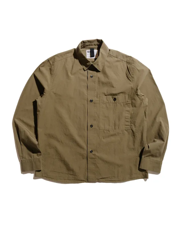 MHL Overall Shirt Washed Cotton Poplin Khaki Green sold by Lost & Found