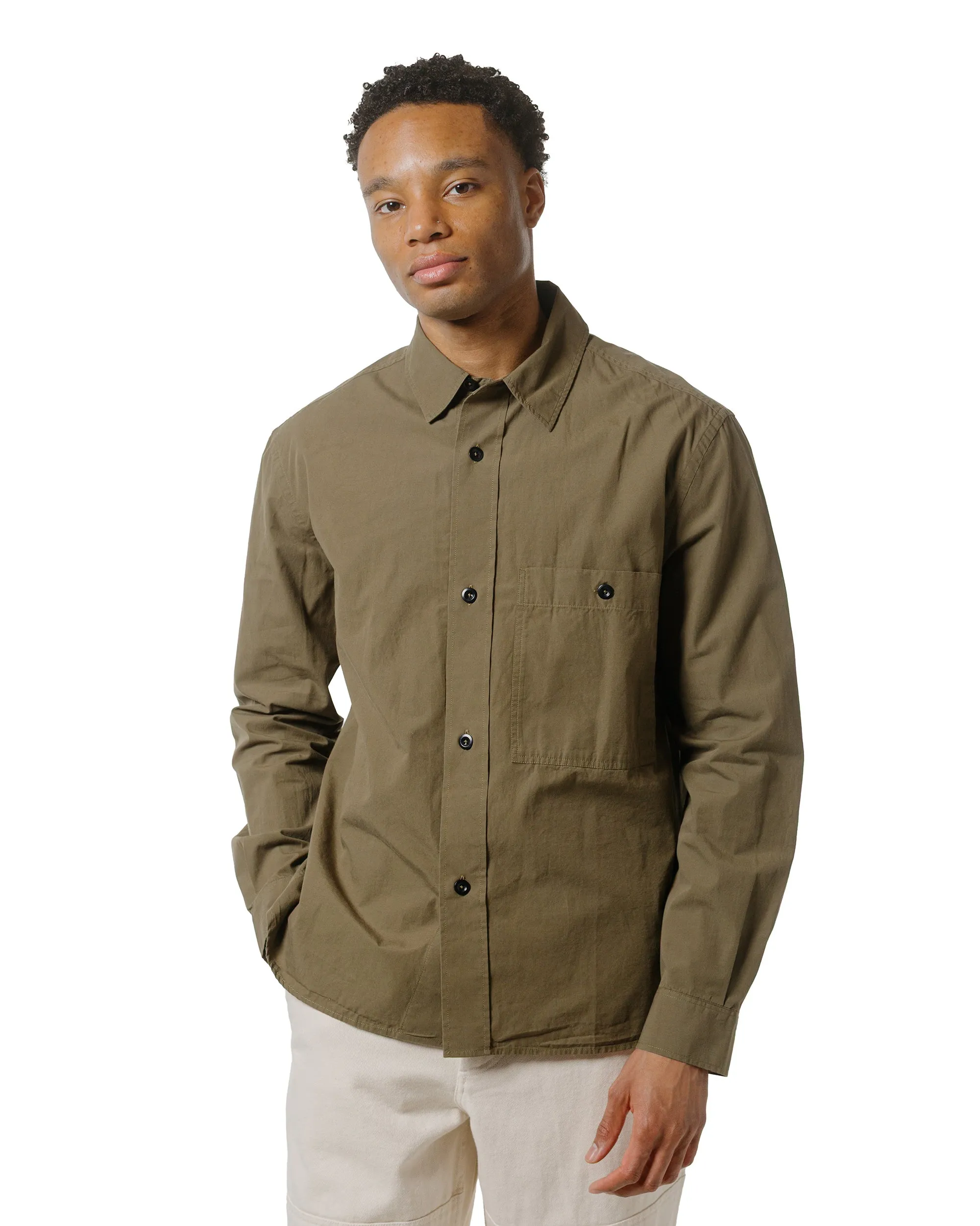 MHL Overall Shirt Washed Cotton Poplin Khaki Green sold by Lost & Found product image thumbnail 2