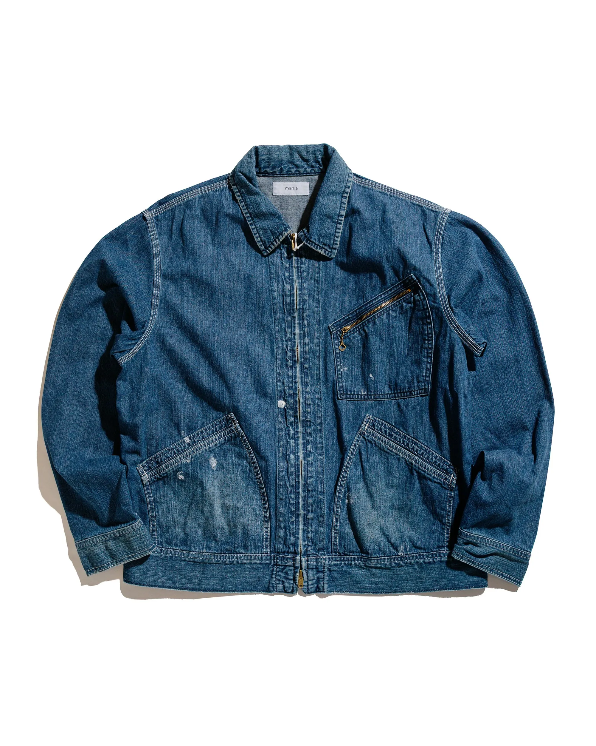 marka Denim Work Jacket Organic Cotton 8.5oz Denim Used Washed sold by Lost & Found
