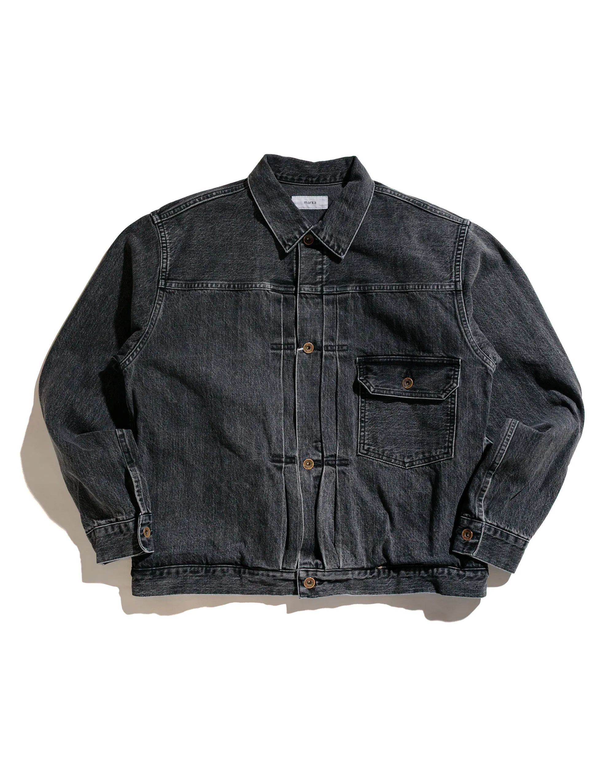marka Type 1 Denim Jacket Organic Cotton 13.5oz Selvedge Denim Faded Black sold by Lost & Found