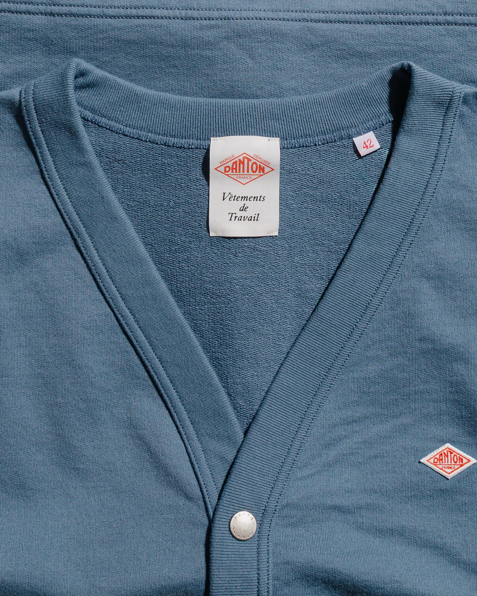 Danton Cotton Terry Dot Button V-Neck Cardigan Dark Blue sold by Lost & Found product image thumbnail 5