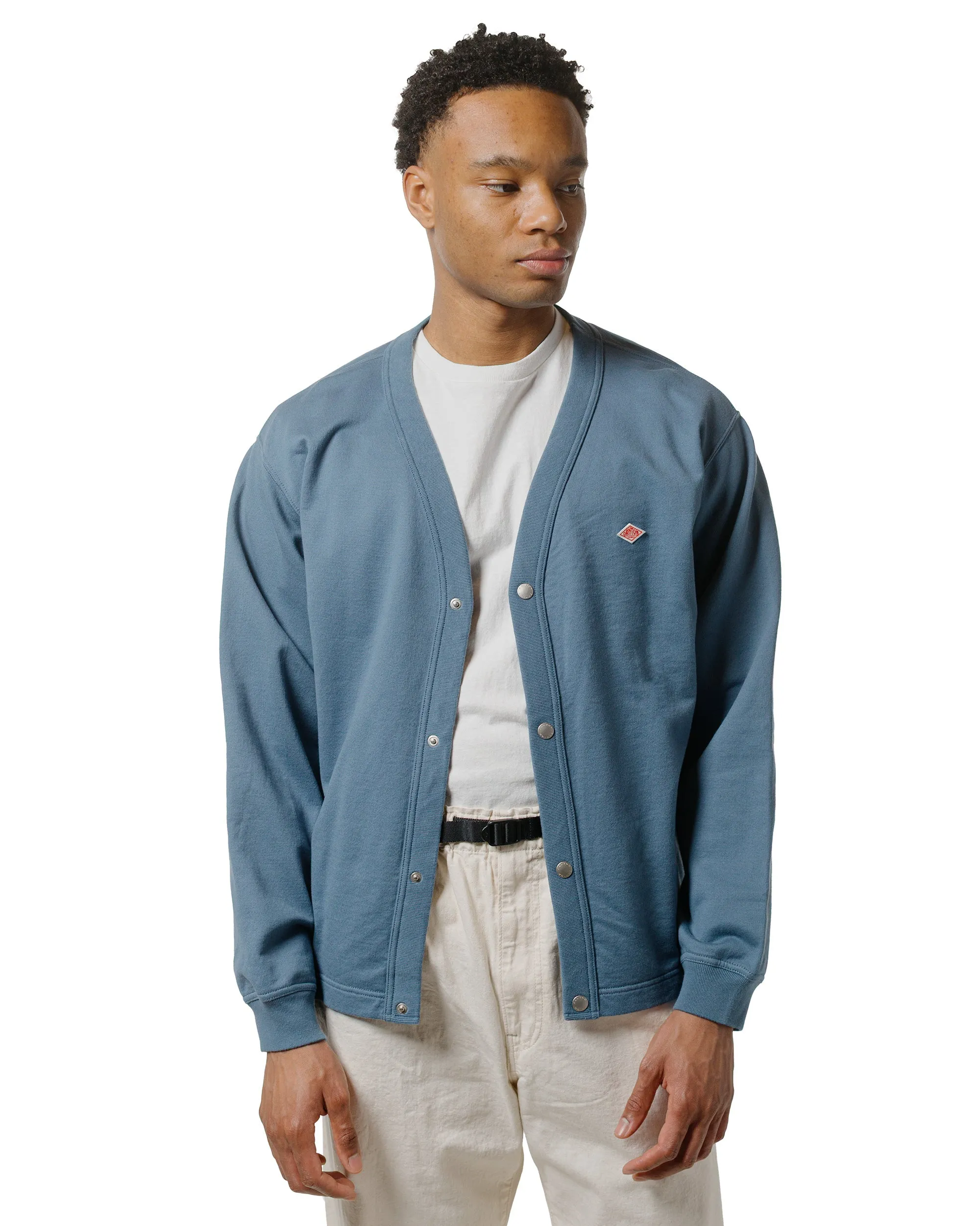 Danton Cotton Terry Dot Button V-Neck Cardigan Dark Blue sold by Lost & Found product image thumbnail 2