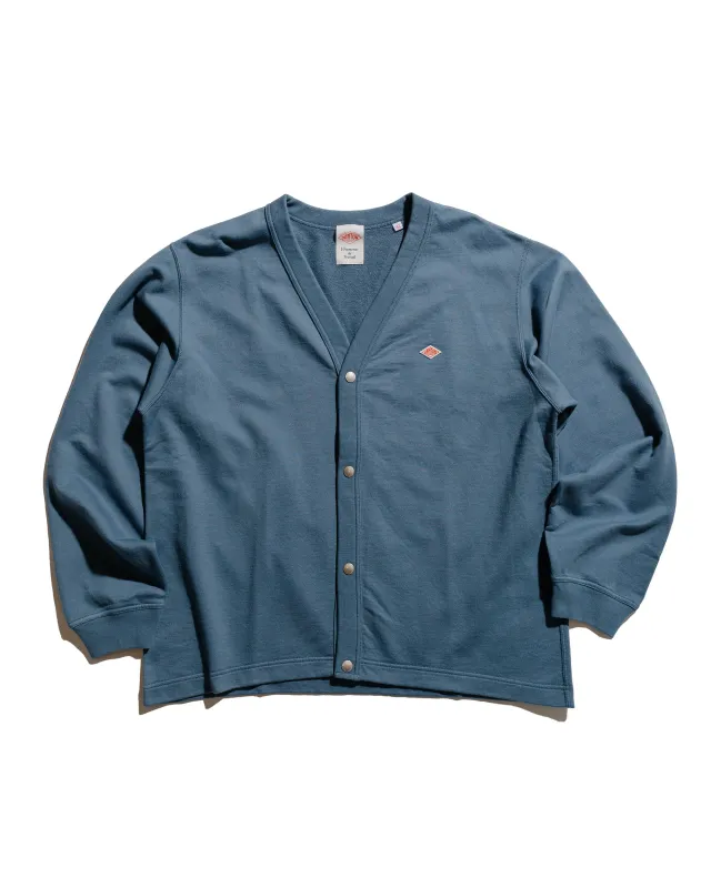 Danton Cotton Terry Dot Button V-Neck Cardigan Dark Blue sold by Lost & Found