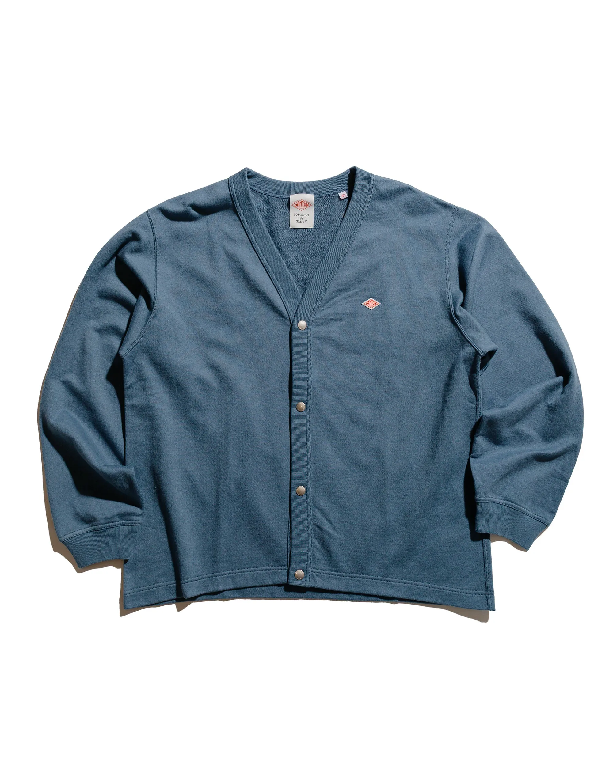 Danton Cotton Terry Dot Button V-Neck Cardigan Dark Blue sold by Lost & Found
