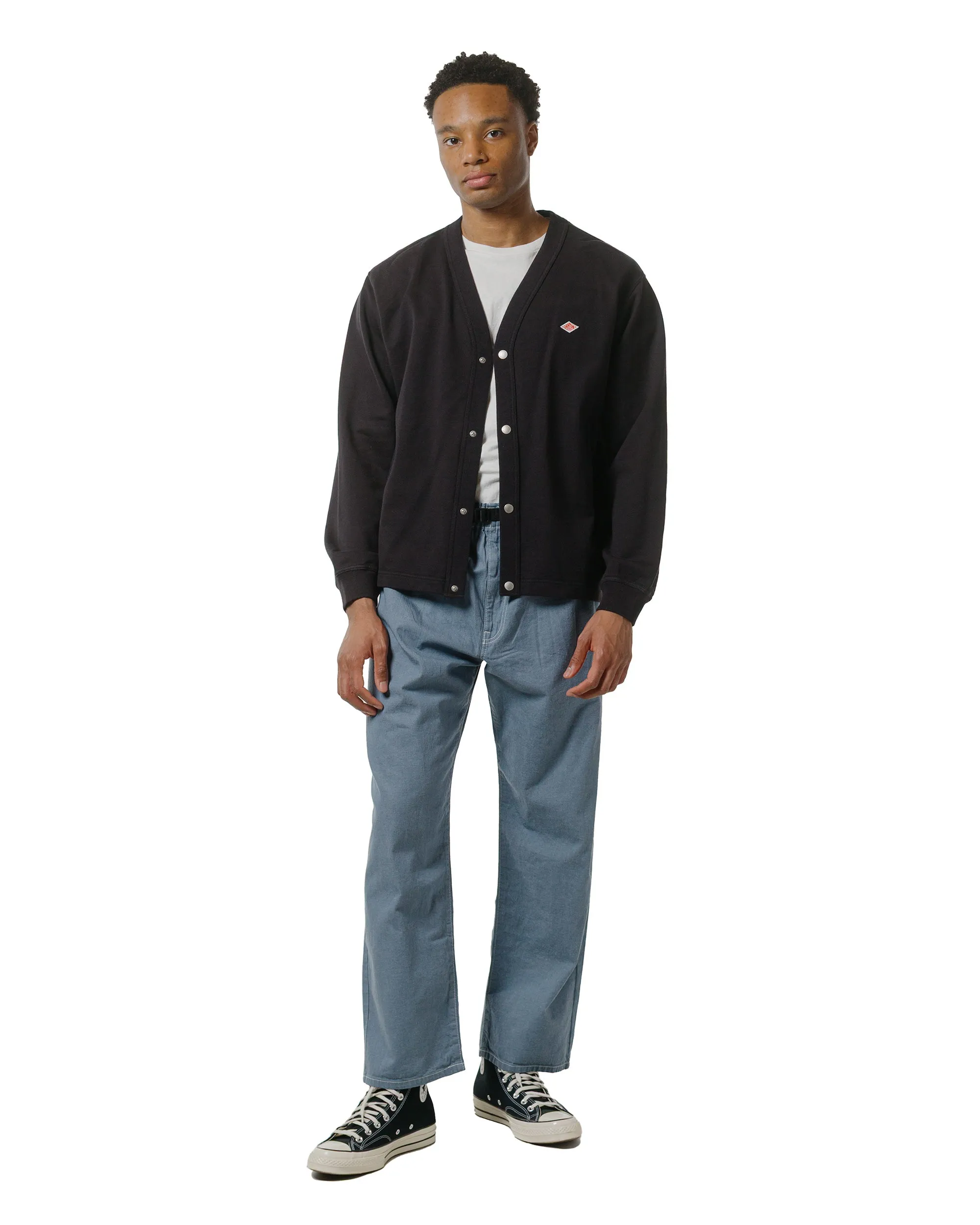 Danton Cotton Terry Dot Button V-Neck Cardigan Charcoal sold by Lost & Found product image thumbnail 4