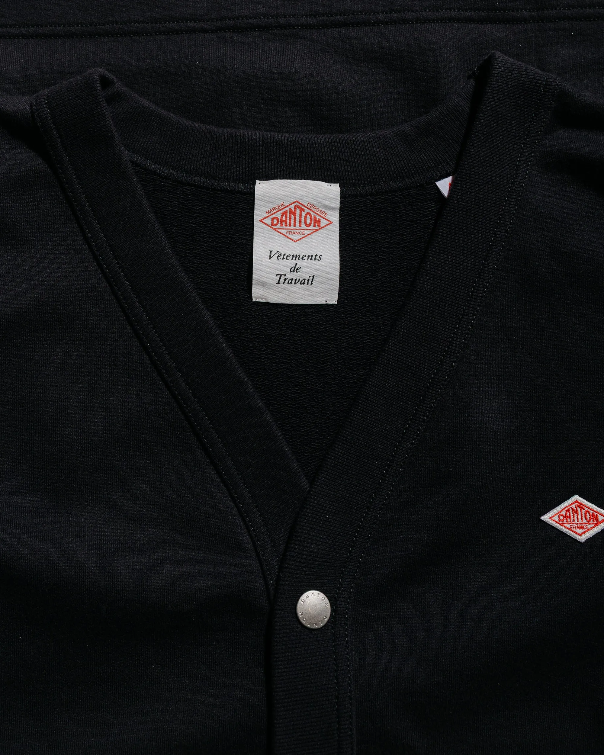 Danton Cotton Terry Dot Button V-Neck Cardigan Charcoal sold by Lost & Found product image thumbnail 5