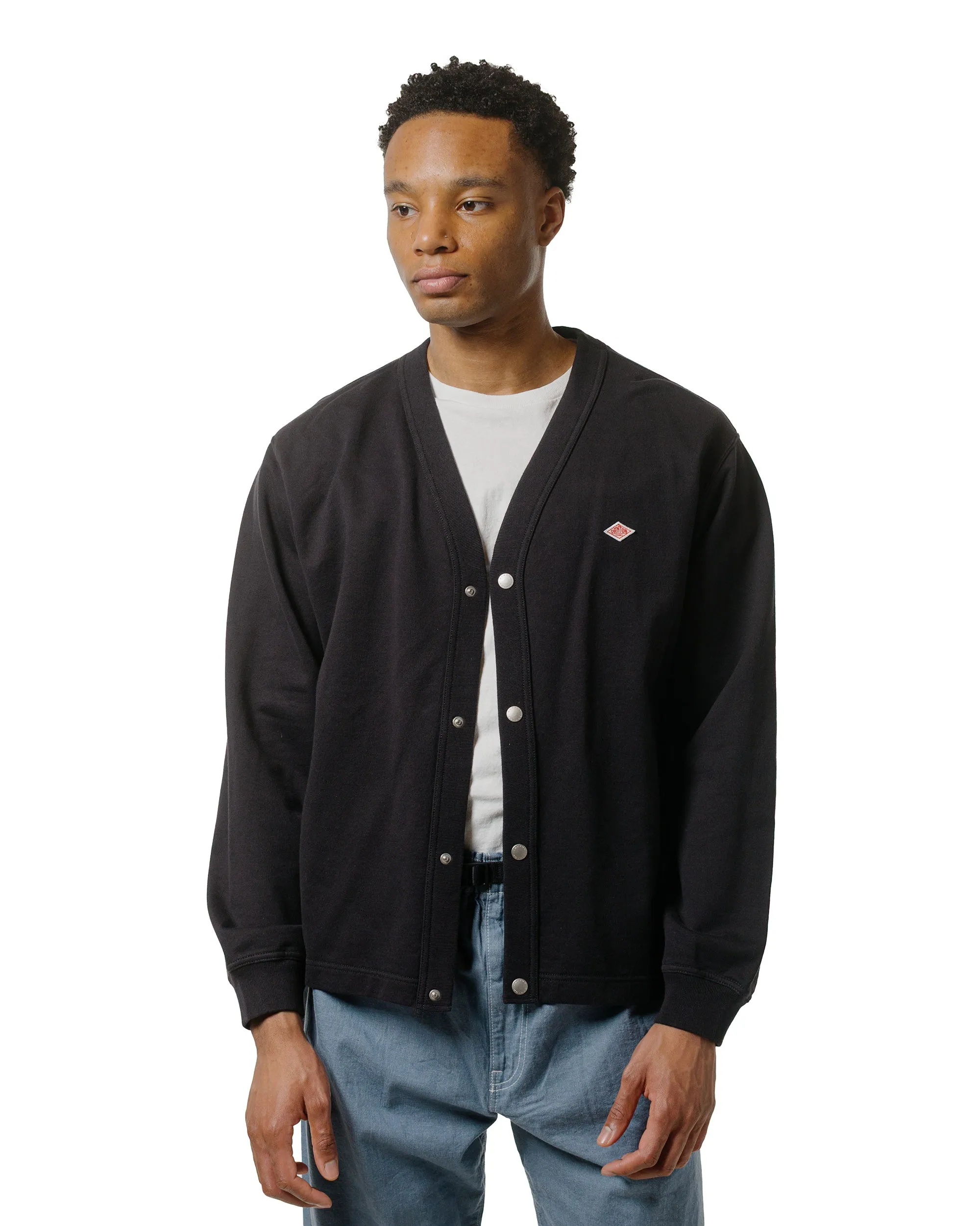 Danton Cotton Terry Dot Button V-Neck Cardigan Charcoal sold by Lost & Found product image thumbnail 2