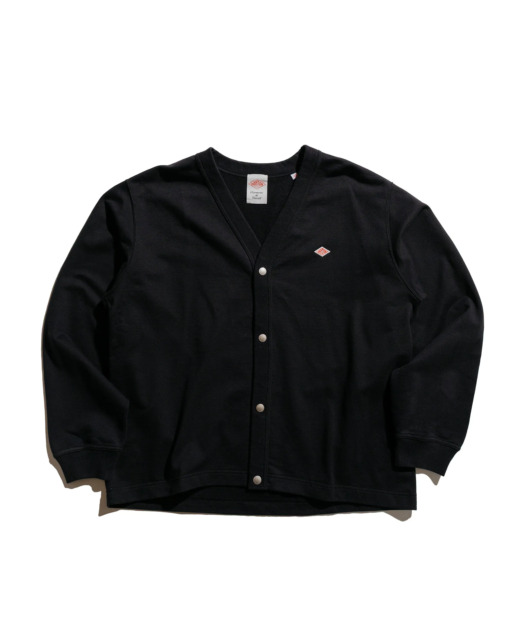 Danton Cotton Terry Dot Button V-Neck Cardigan Charcoal sold by Lost & Found