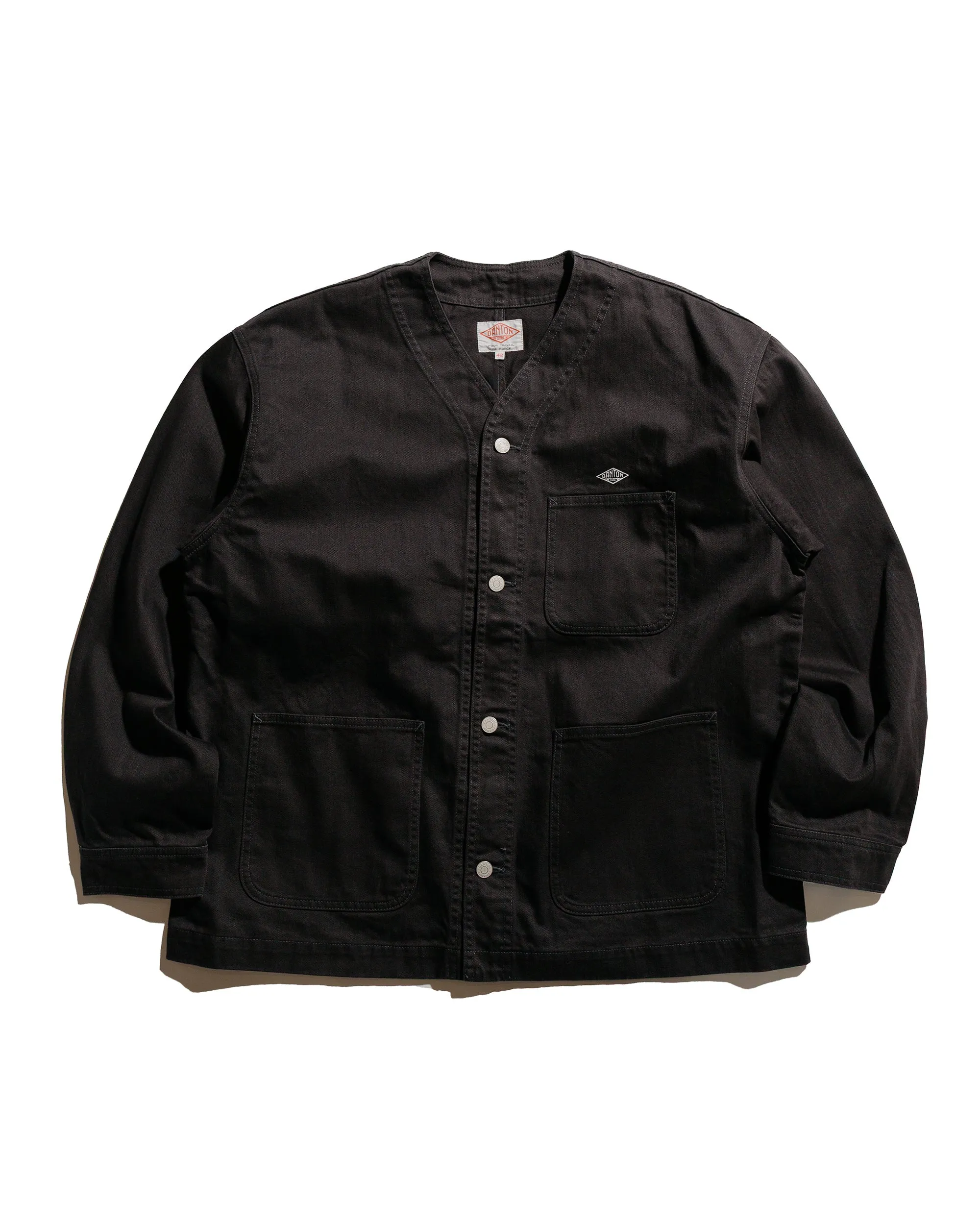 Danton Katsuragi Collarless Jacket Charcoal Black sold by Lost & Found