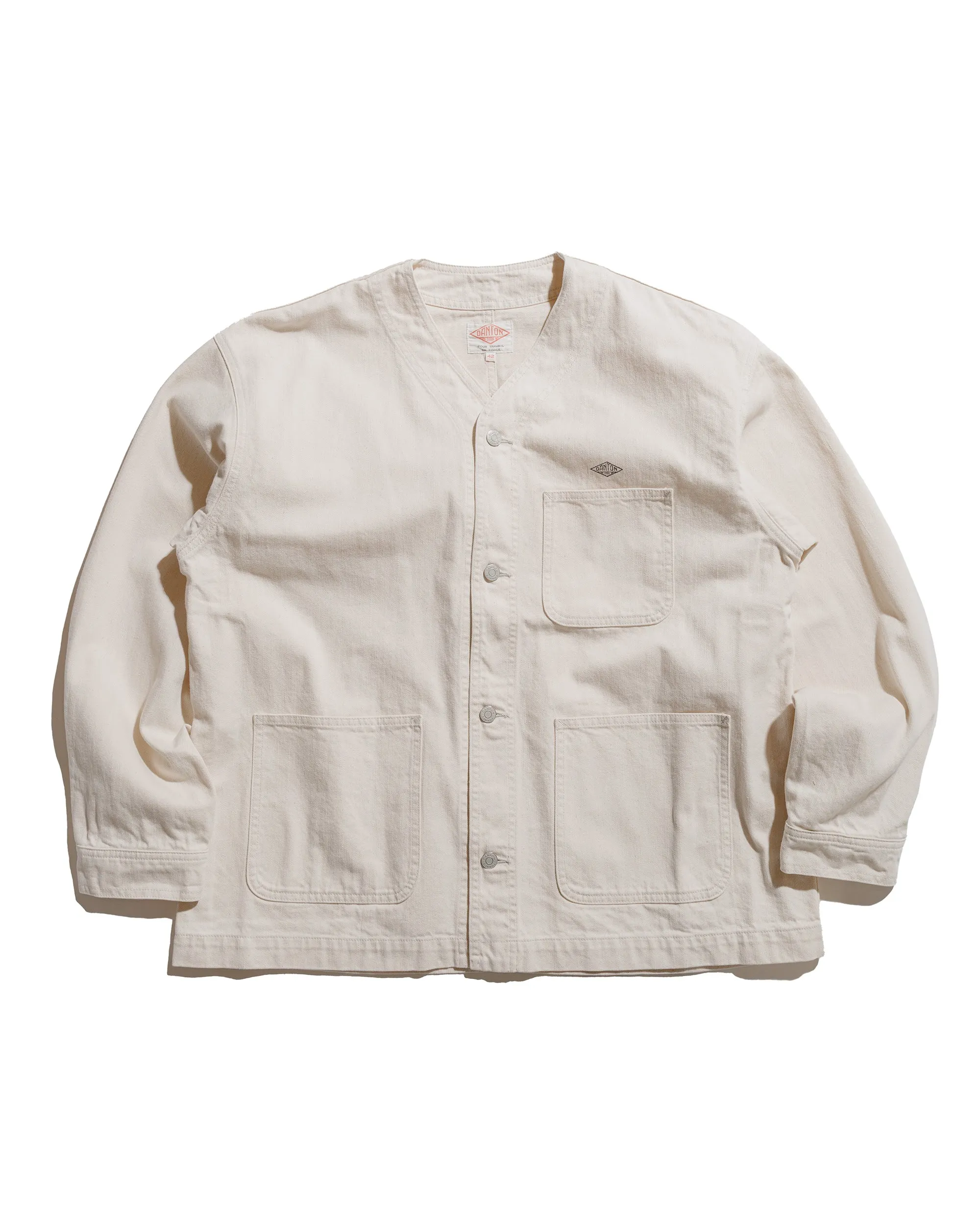Danton Katsuragi Collarless Jacket Ecru sold by Lost & Found