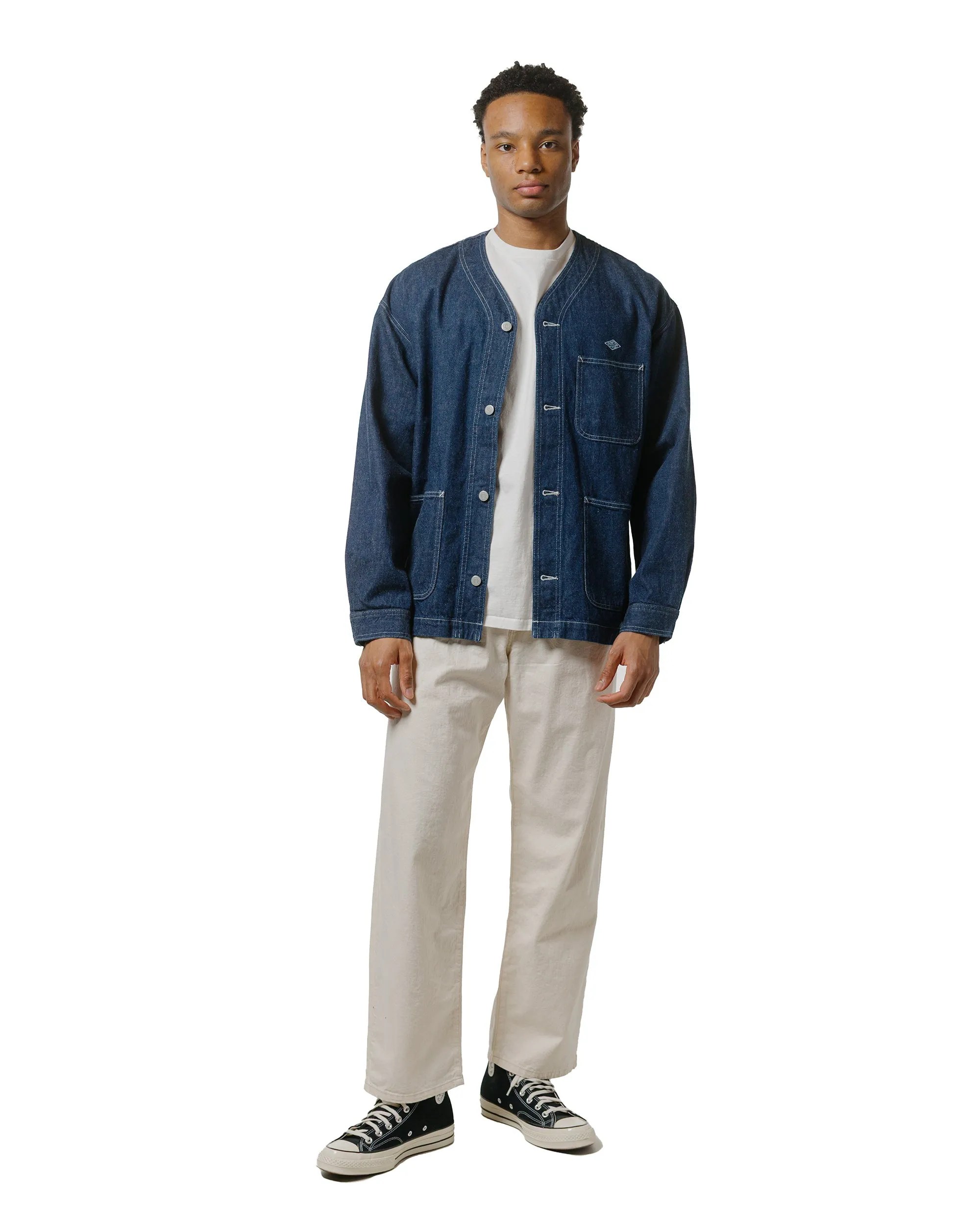 Danton 11oz Denim Collarless Jacket Indigo sold by Lost & Found product image thumbnail 4