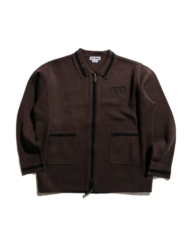 TTT MSW Knit Polo Cardigan Brown sold by Lost & Found