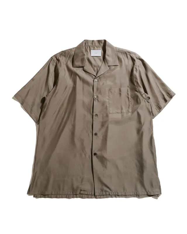 ssstein Oversized Open Collar SS Shirt Cupro Twill Taupe sold by Lost & Found
