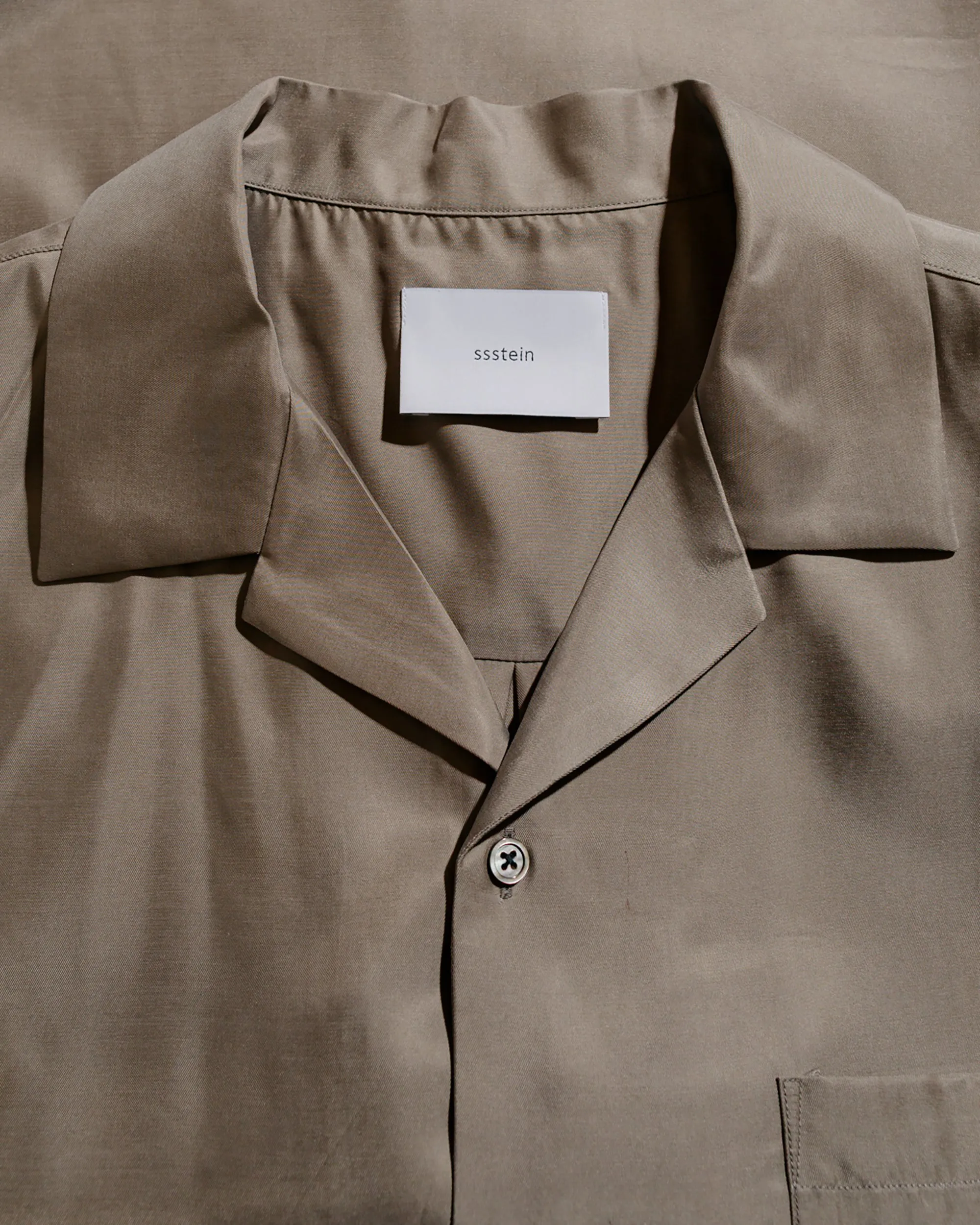 ssstein Oversized Open Collar SS Shirt Cupro Twill Taupe sold by Lost & Found product image thumbnail 5