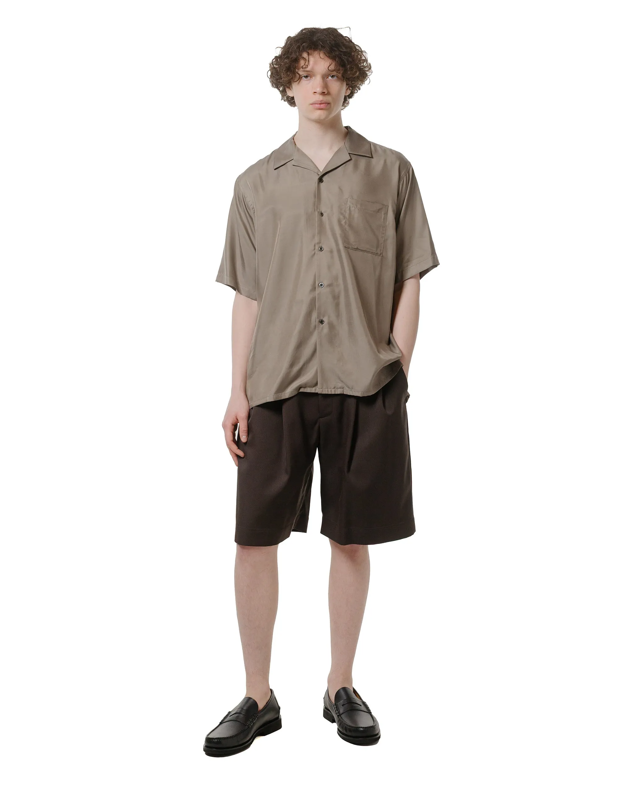ssstein Oversized Open Collar SS Shirt Cupro Twill Taupe sold by Lost & Found product image thumbnail 4