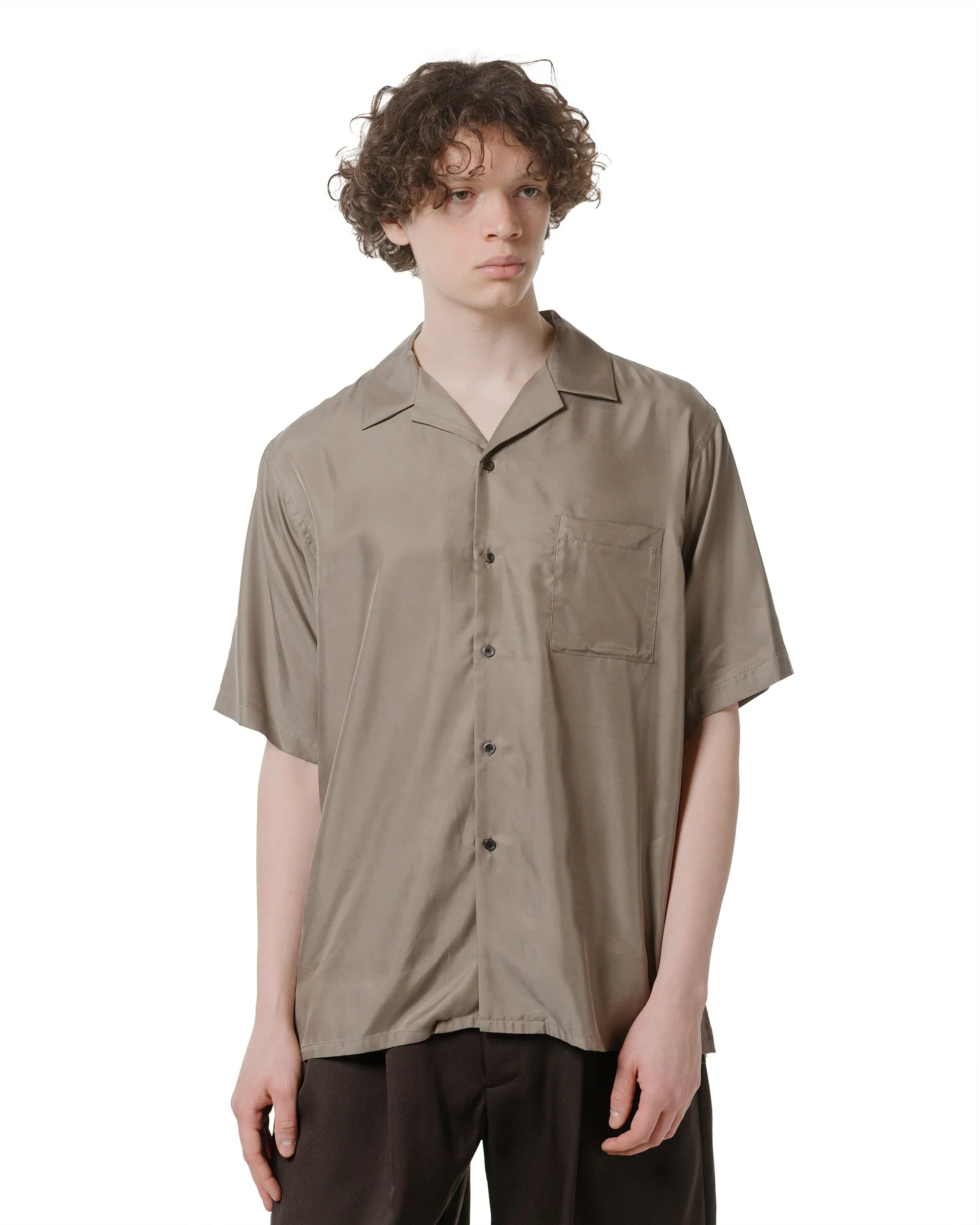 ssstein Oversized Open Collar SS Shirt Cupro Twill Taupe sold by Lost & Found product image thumbnail 2
