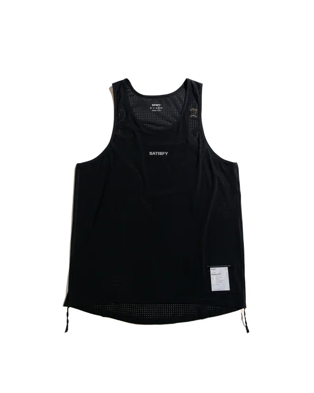SATISFY Space-O Singlet Black sold by Lost & Found