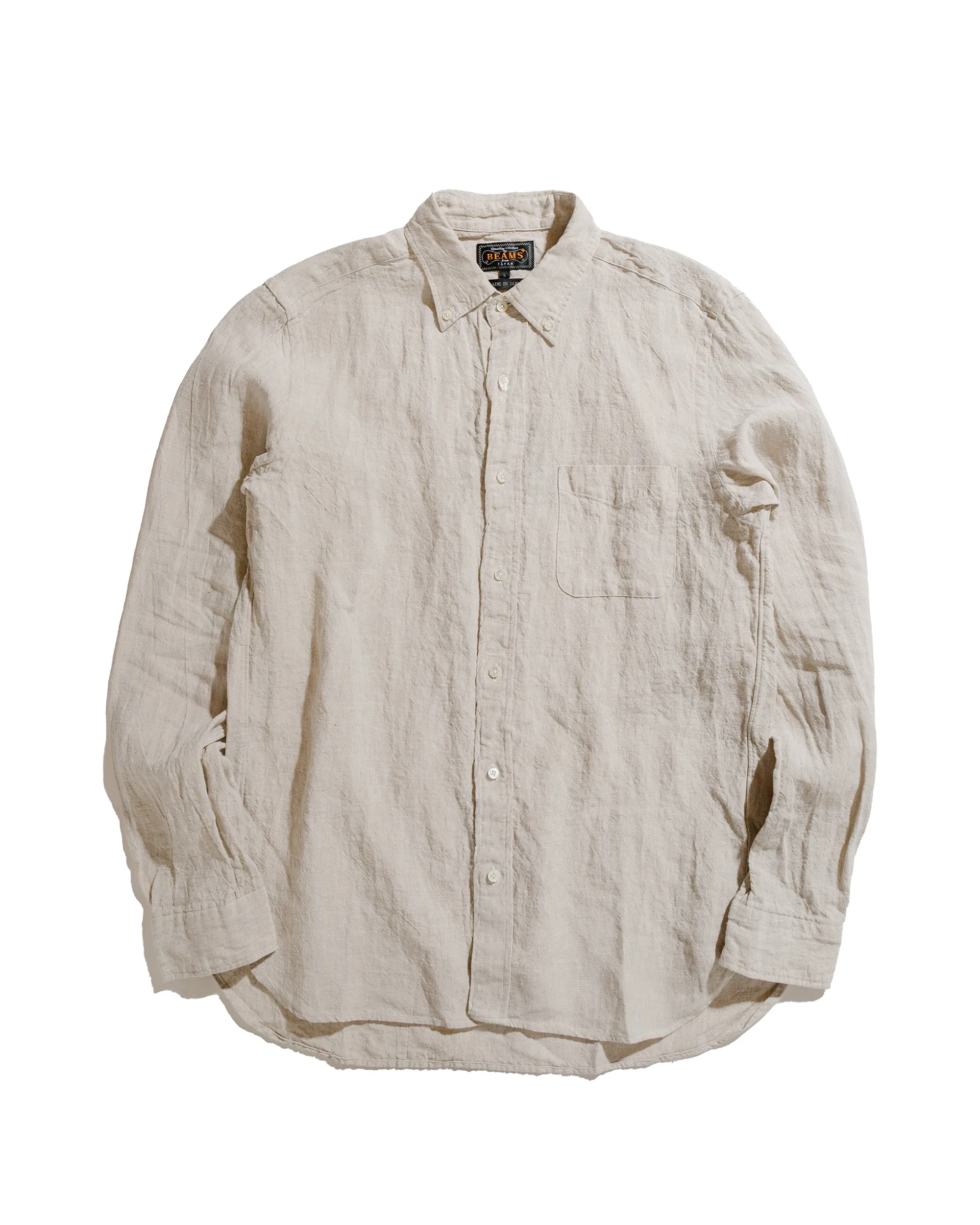 Beams Plus B.D. 1/40 Linen Chambray Natural sold by Lost & Found