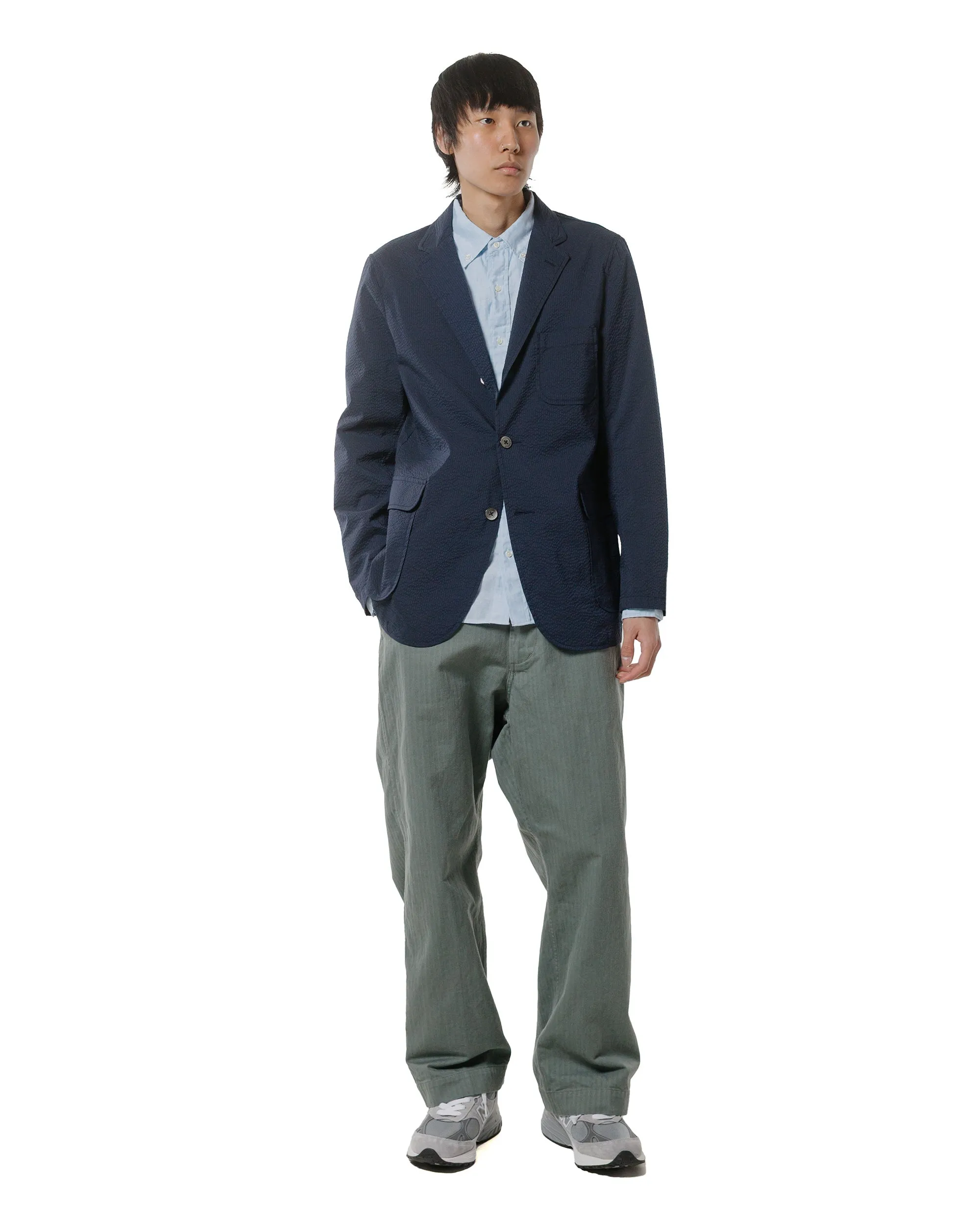 Beams Plus 3B Shirt Jacket COOLMAX® Seersucker Navy sold by Lost & Found product image thumbnail 4