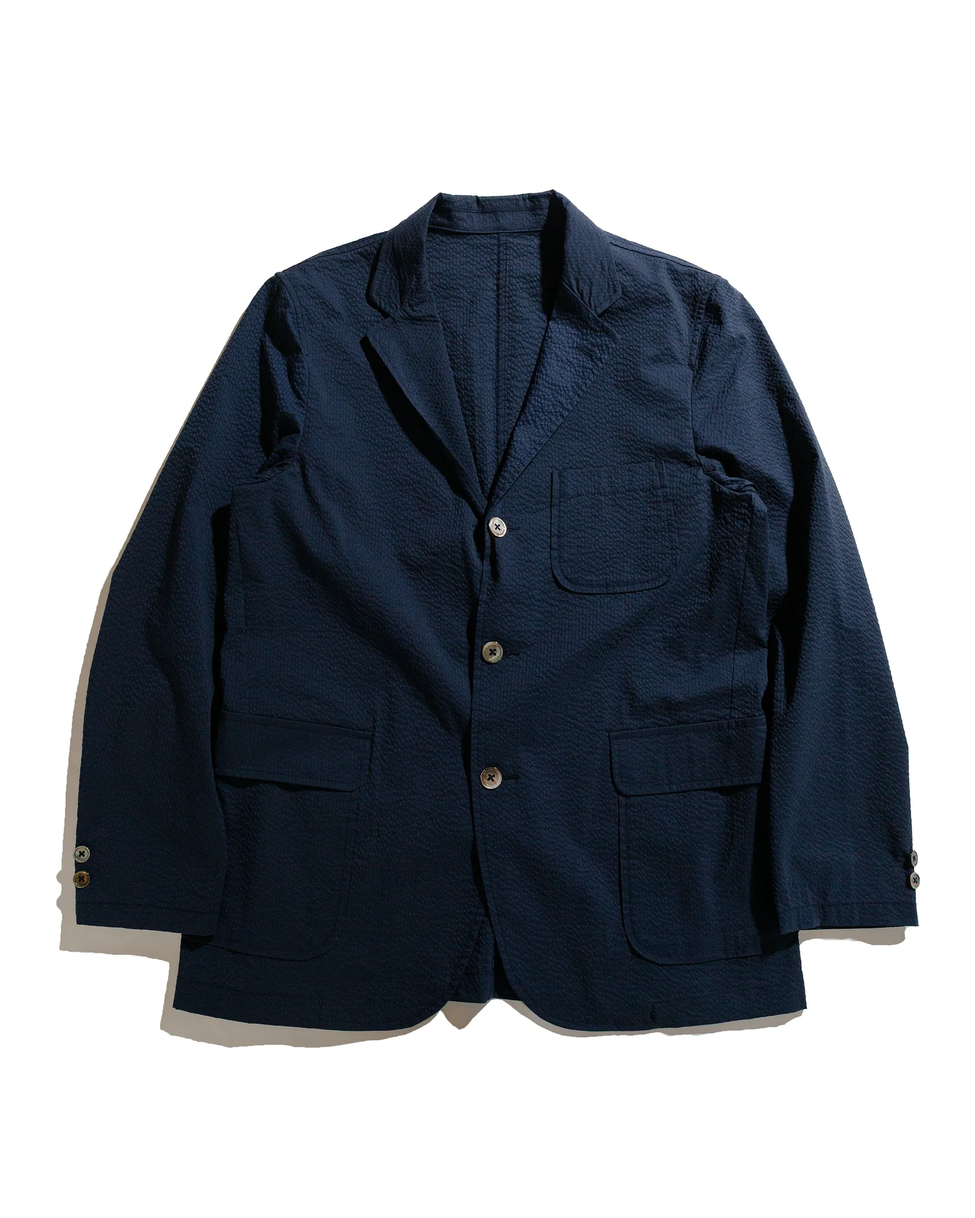 Beams Plus 3B Shirt Jacket COOLMAX® Seersucker Navy sold by Lost & Found