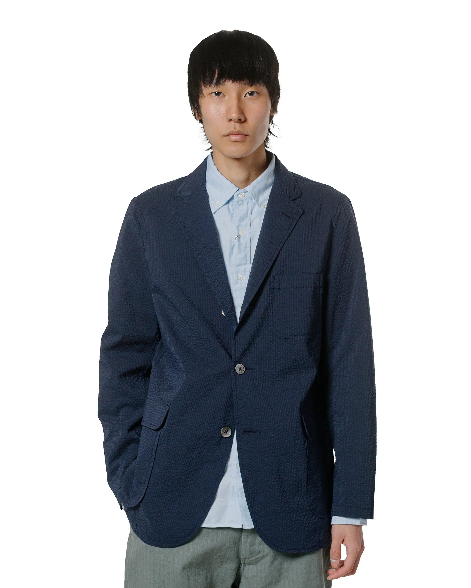 Beams Plus 3B Shirt Jacket COOLMAX® Seersucker Navy sold by Lost & Found product image thumbnail 2