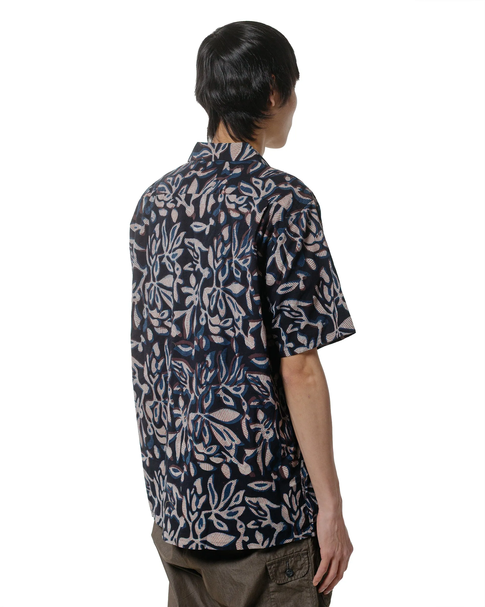 Beams Plus Open Collar Block Print Leaf Navy sold by Lost & Found product image thumbnail 3