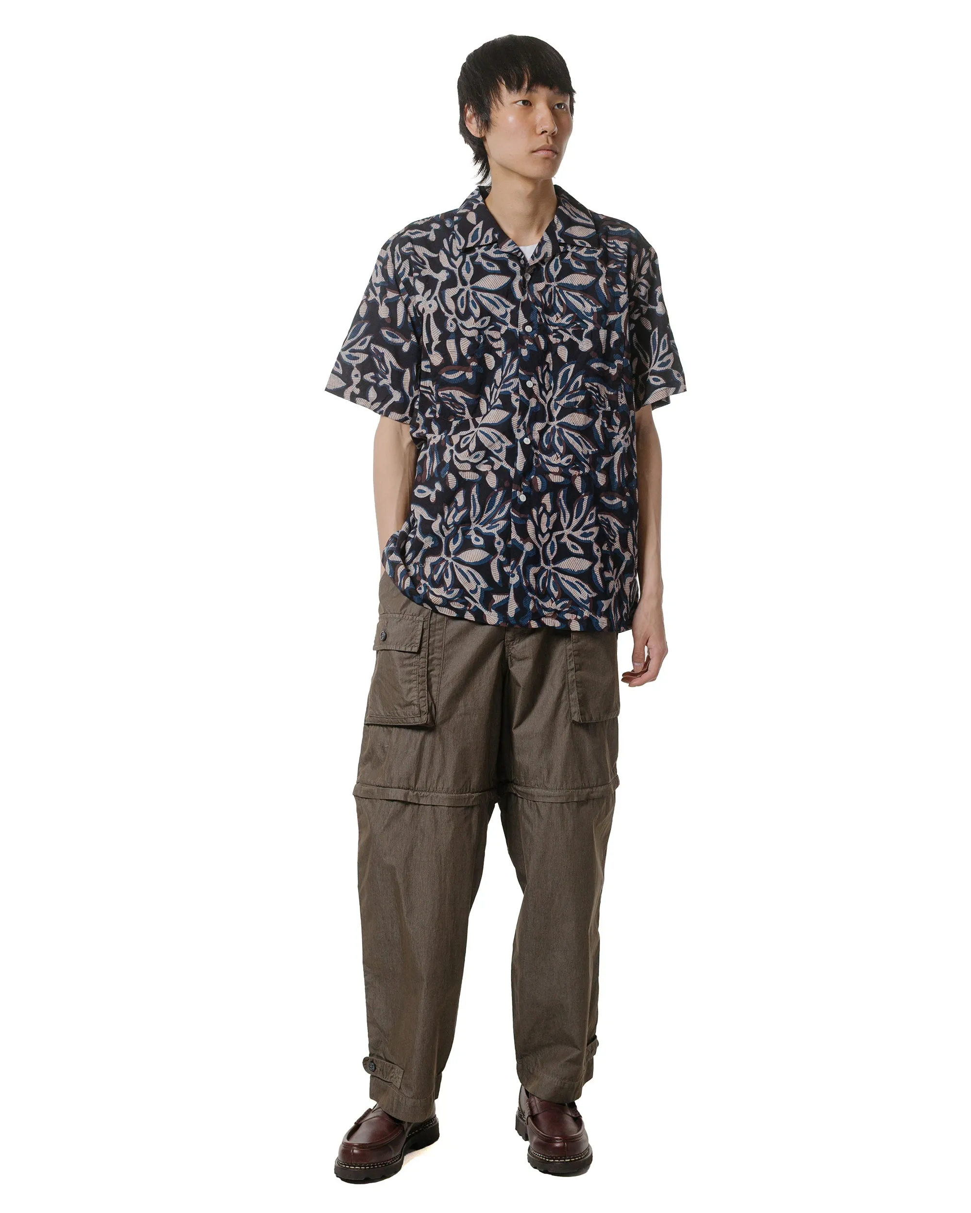 Beams Plus Open Collar Block Print Leaf Navy sold by Lost & Found product image thumbnail 4