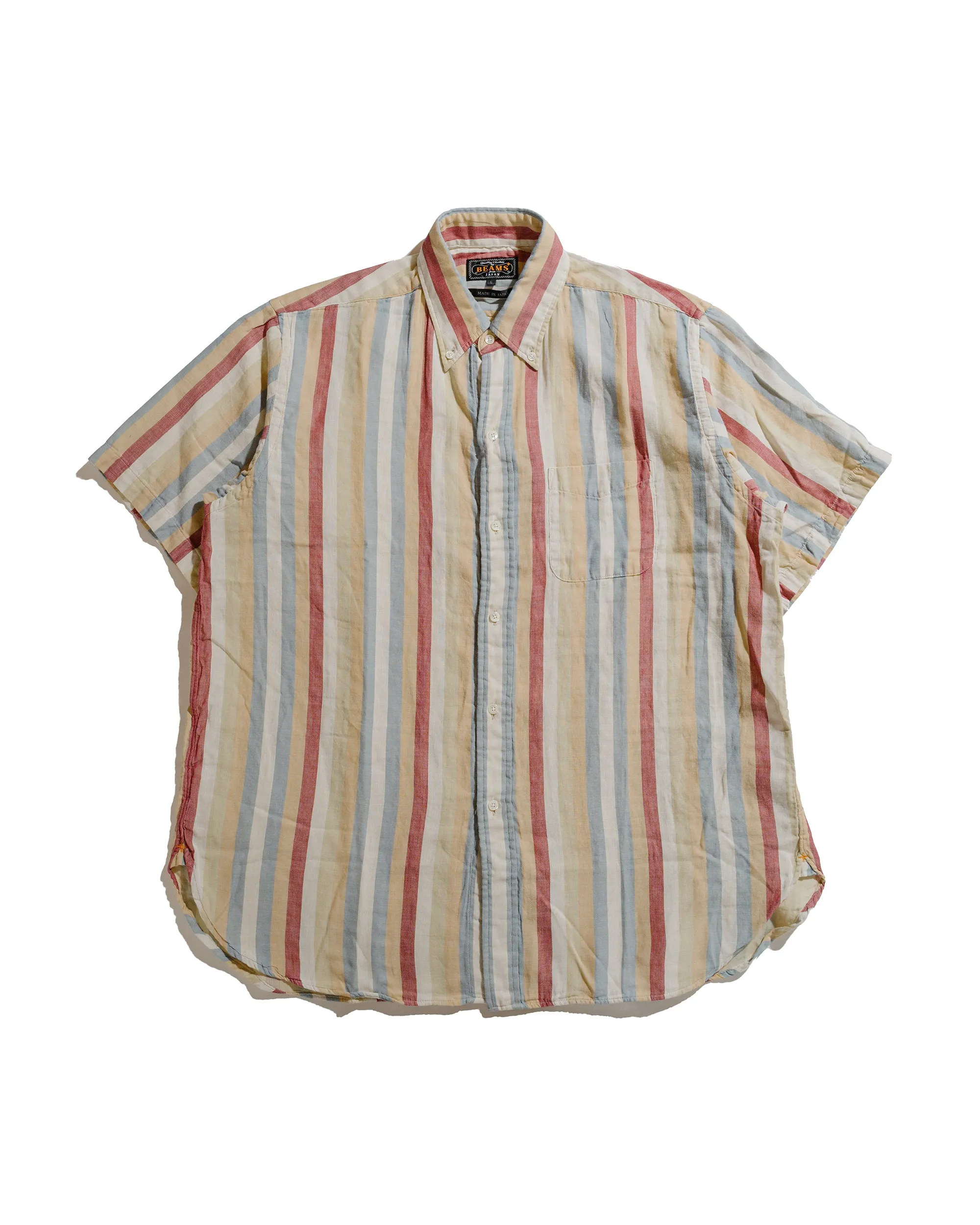 Beams Plus B.D. Classic-Fit Multi Stripe Double Gauze Beige sold by Lost & Found