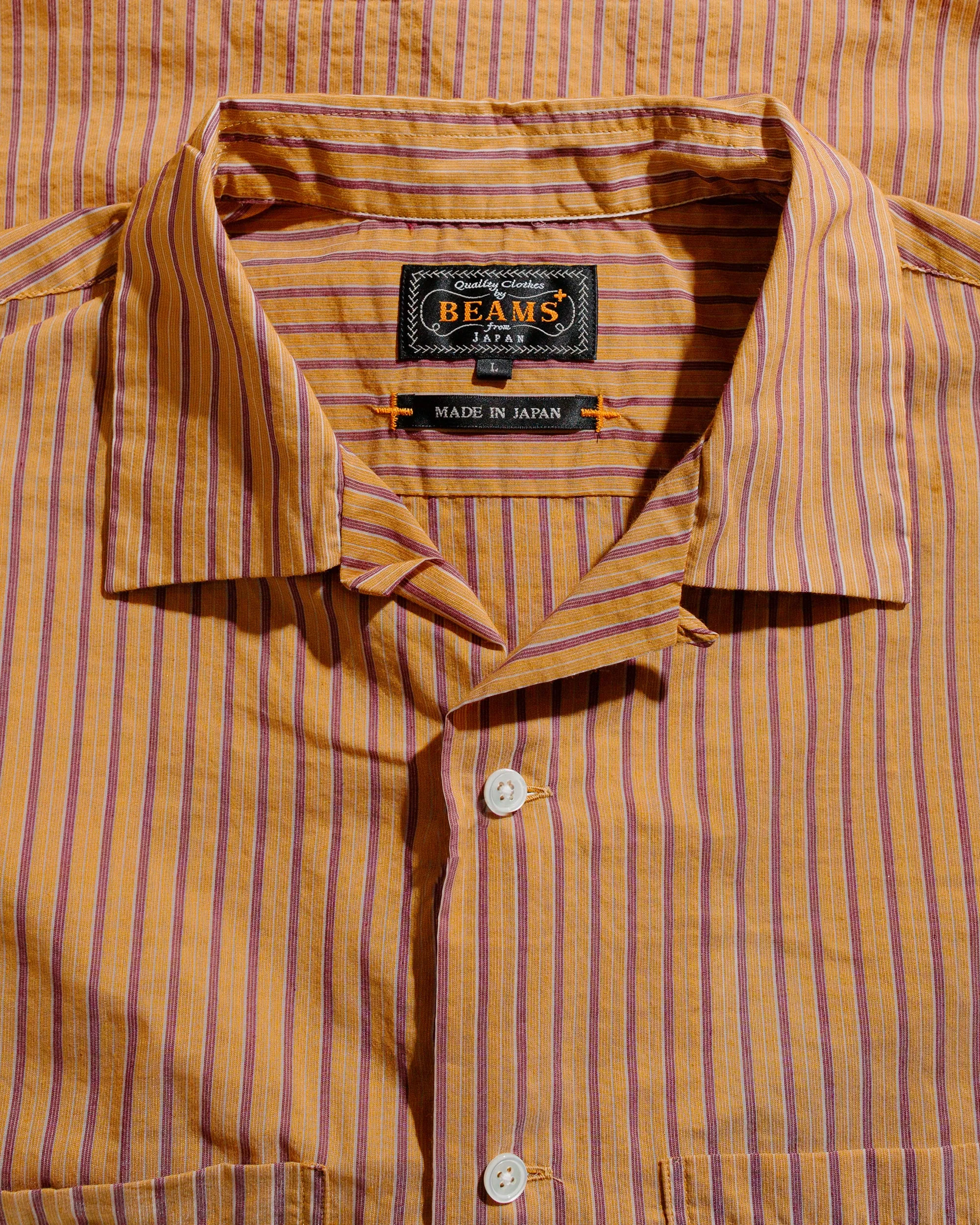 Beams Plus Open Collar Bumpy Stripe Orange sold by Lost & Found product image thumbnail 5