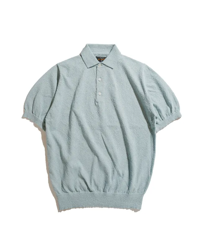 Beams Plus Knit Polo Boucle Sax sold by Lost & Found