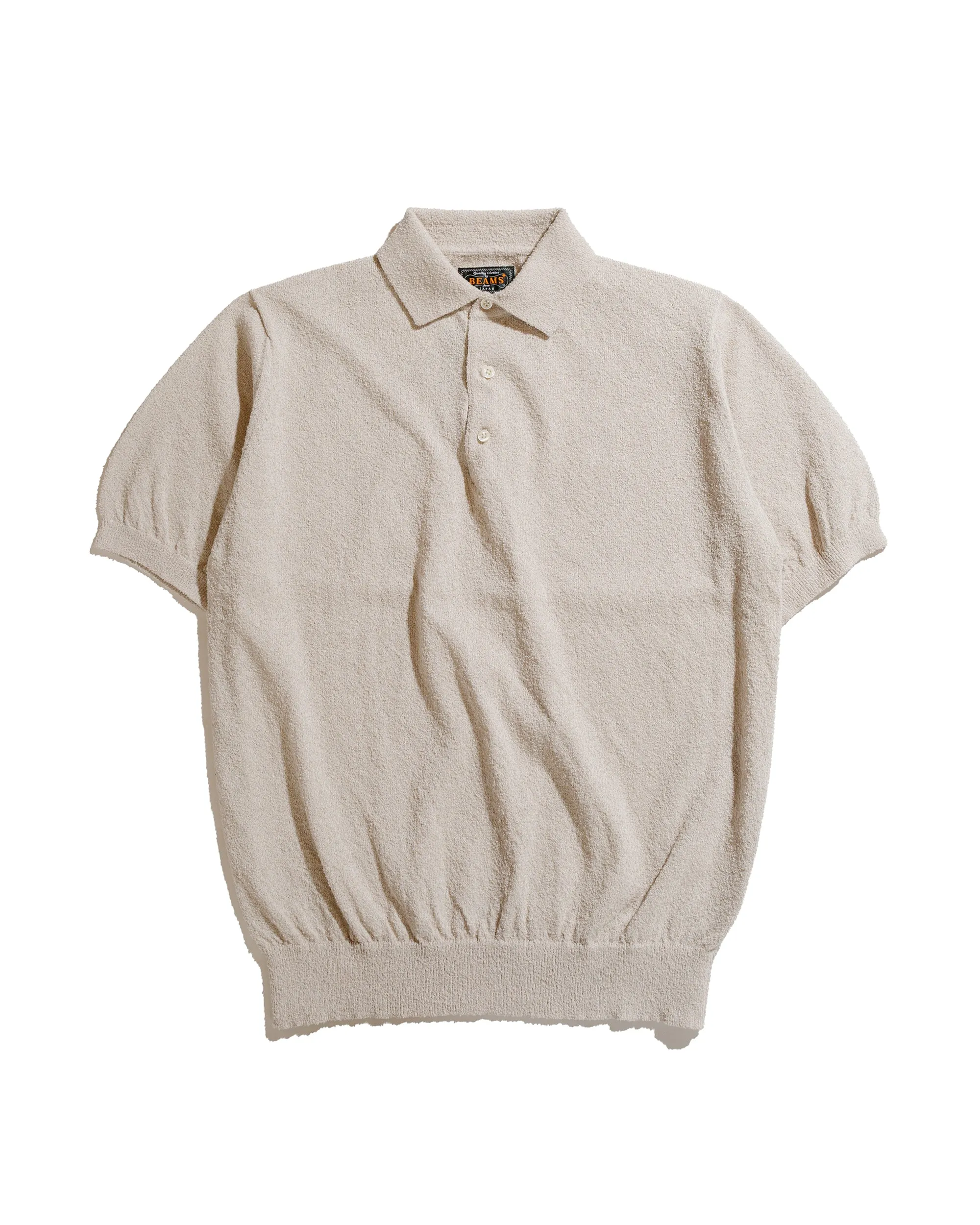 Beams Plus Knit Polo Boucle Beige sold by Lost & Found