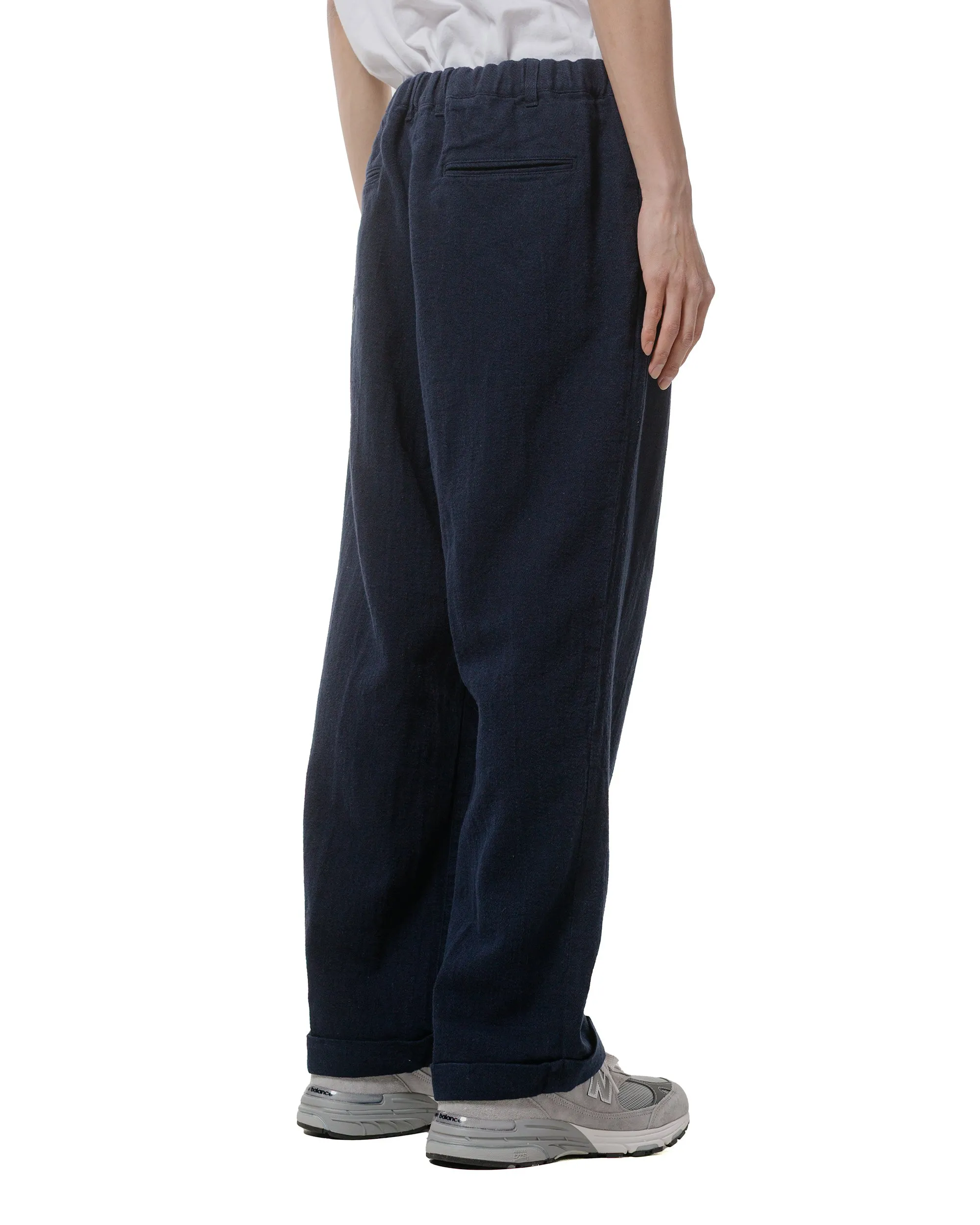 Beams Plus 2Pleats Relax Trousers Linen Cotton Navy sold by Lost & Found product image thumbnail 3