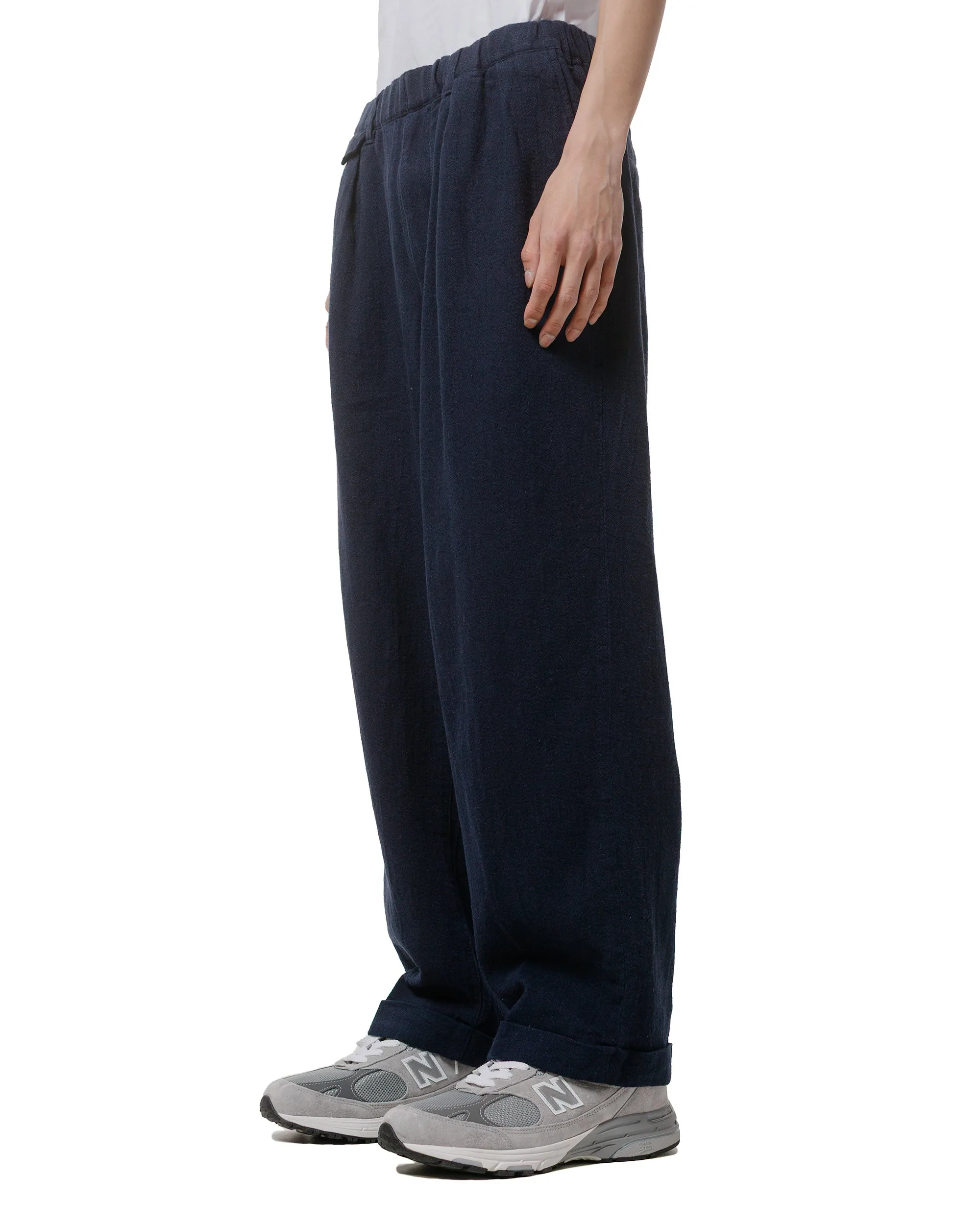 Beams Plus 2Pleats Relax Trousers Linen Cotton Navy sold by Lost & Found product image thumbnail 2