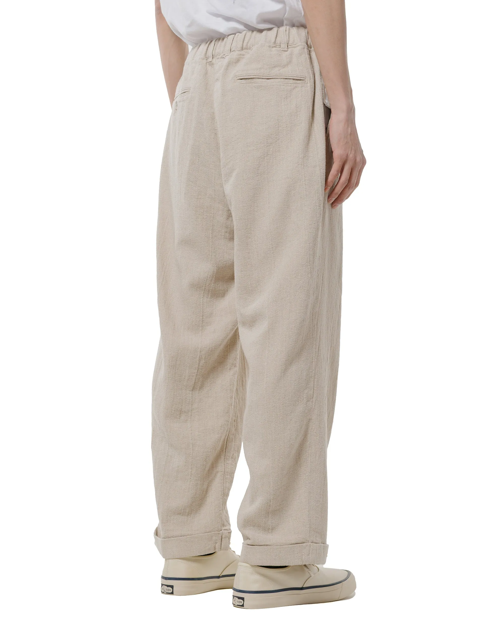 Beams Plus 2Pleats Relax Trousers Linen Cotton Natural sold by Lost & Found product image thumbnail 3