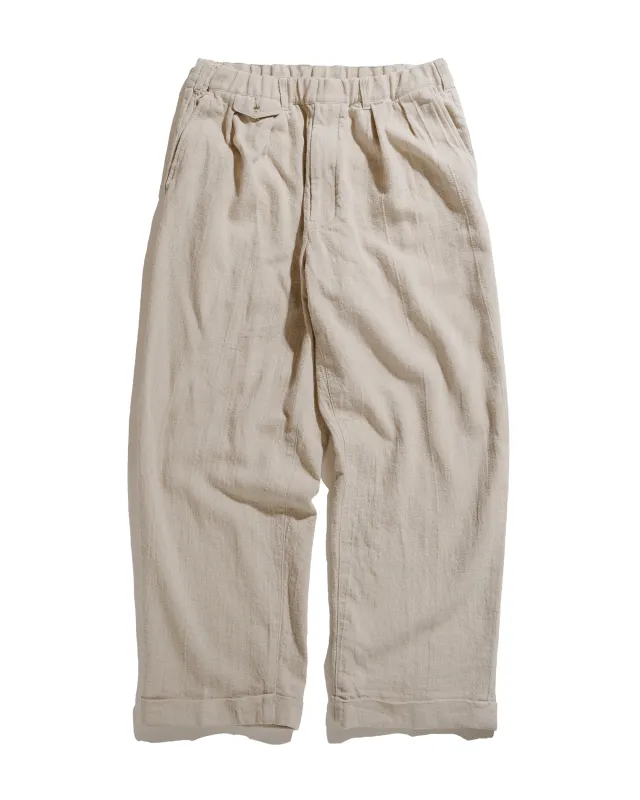 Beams Plus 2Pleats Relax Trousers Linen Cotton Natural sold by Lost & Found