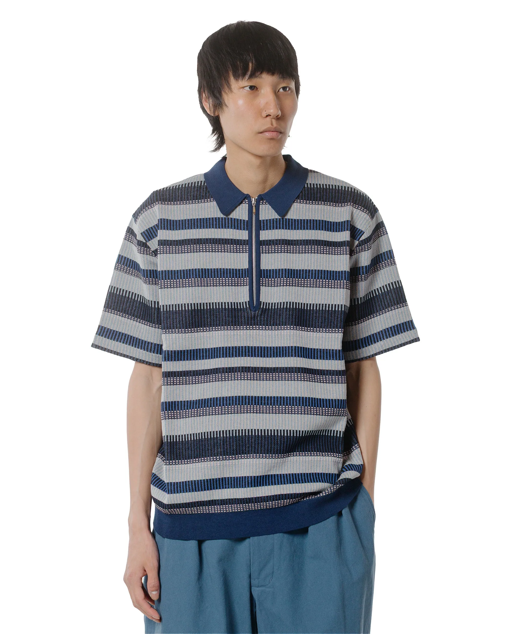 Beams Plus Half Zip Knit Polo Navy sold by Lost & Found product image thumbnail 2