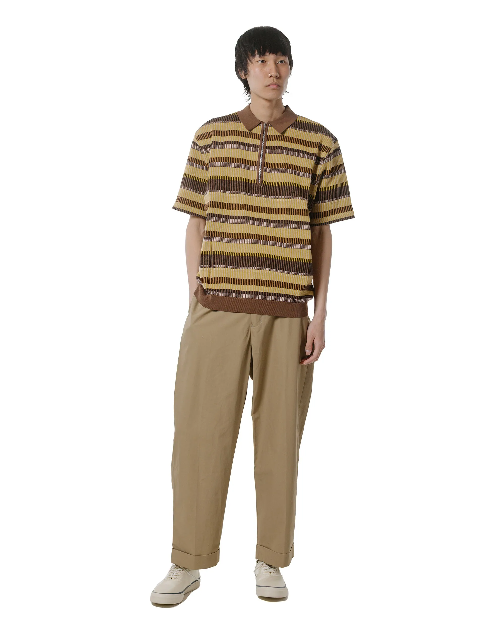 Beams Plus Half Zip Knit Polo Brown sold by Lost & Found product image thumbnail 4