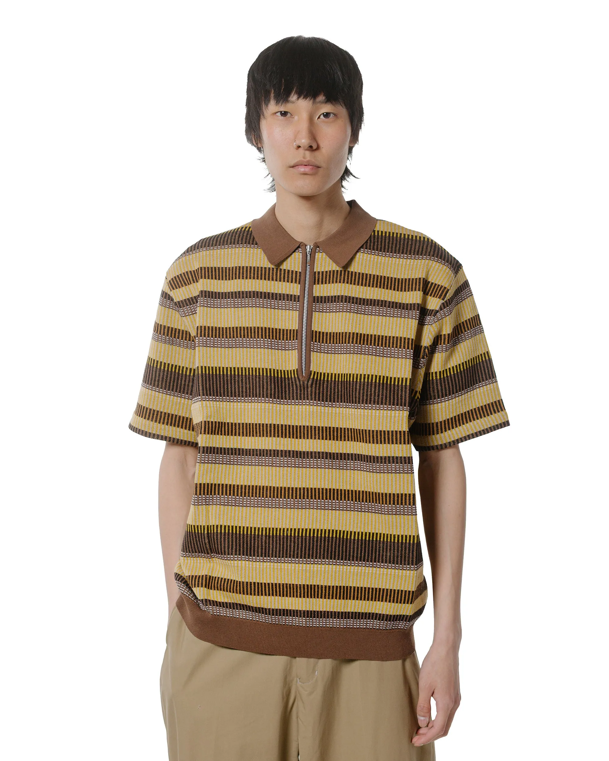 Beams Plus Half Zip Knit Polo Brown sold by Lost & Found product image thumbnail 2