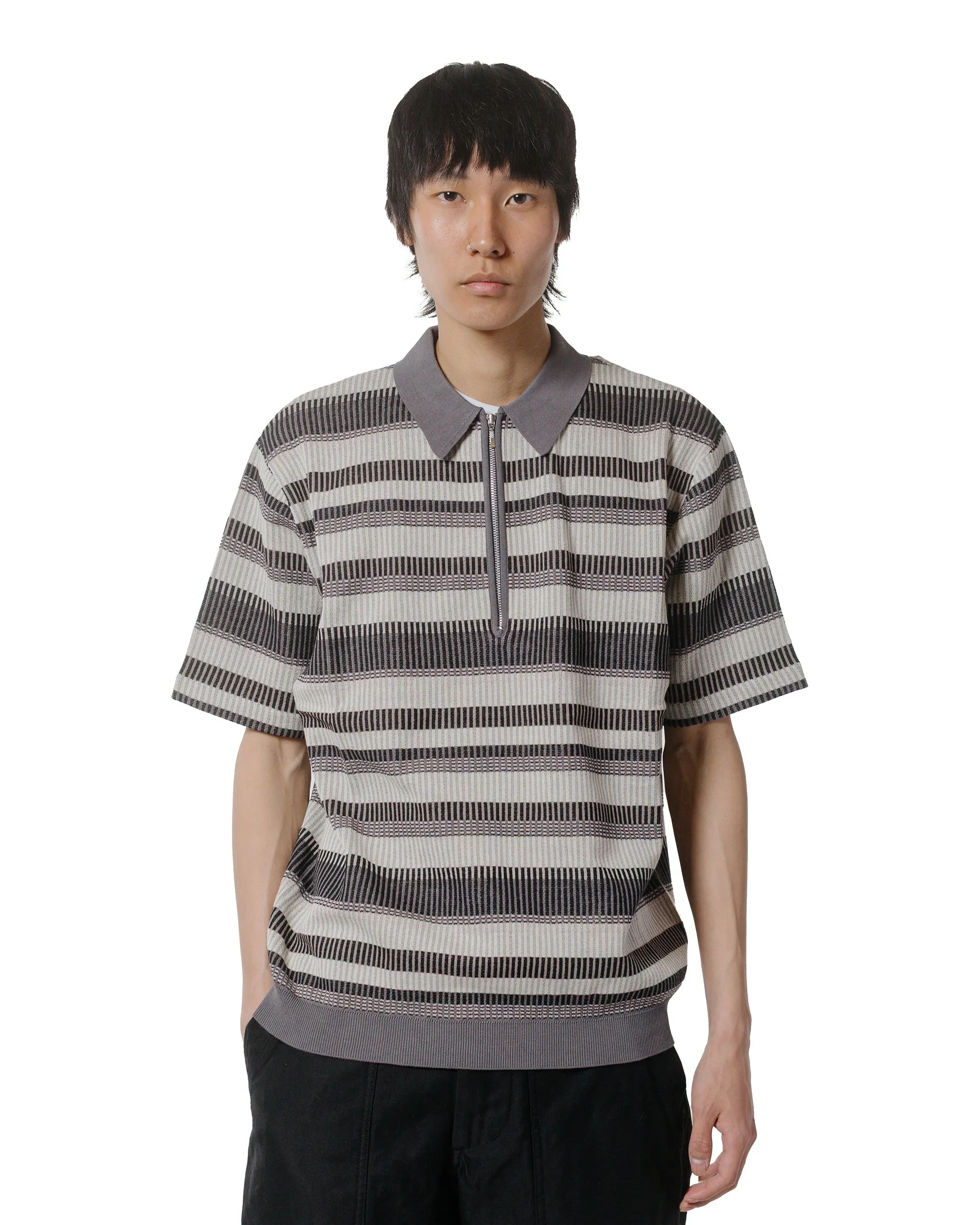 Beams Plus Half Zip Knit Polo Grey sold by Lost & Found product image thumbnail 2