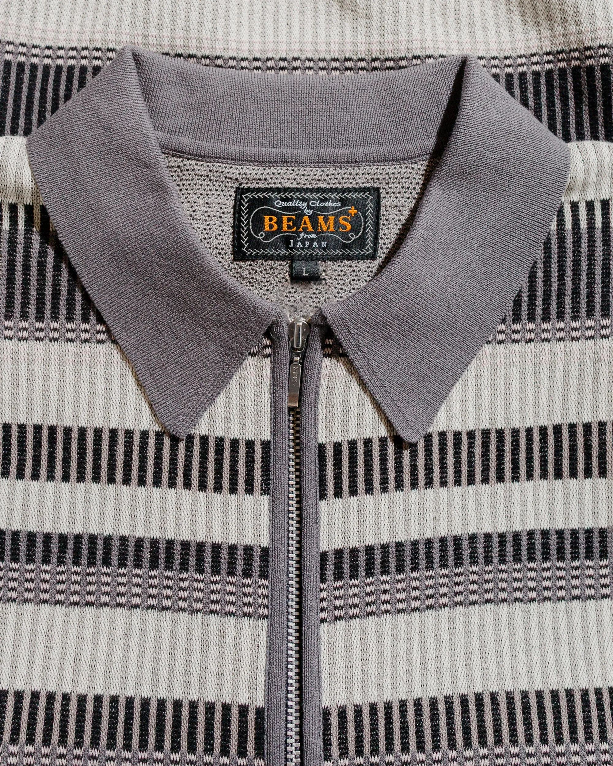 Beams Plus Half Zip Knit Polo Grey sold by Lost & Found product image thumbnail 5