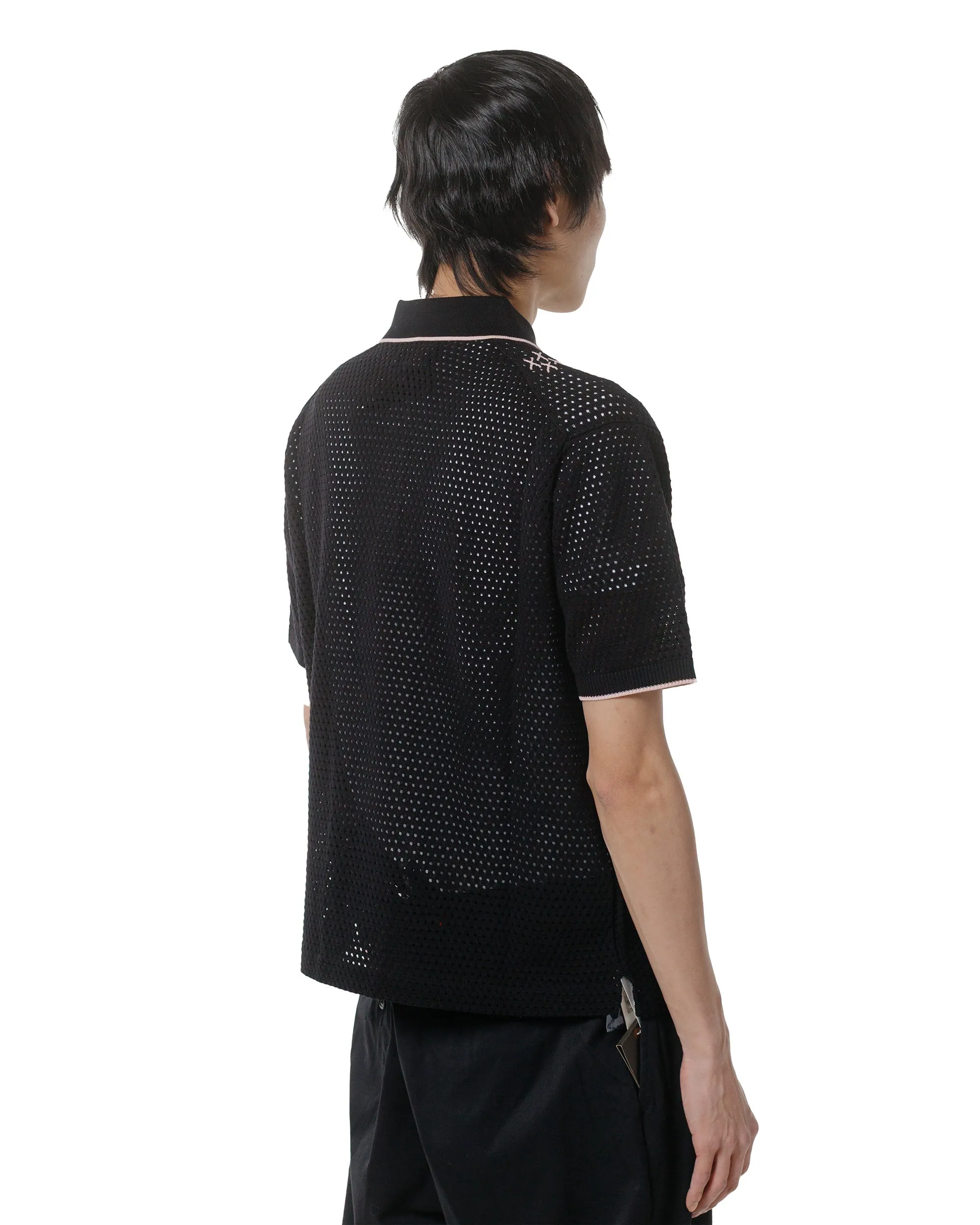Beams Plus Knit Polo Mesh Stripe Black sold by Lost & Found product image thumbnail 3