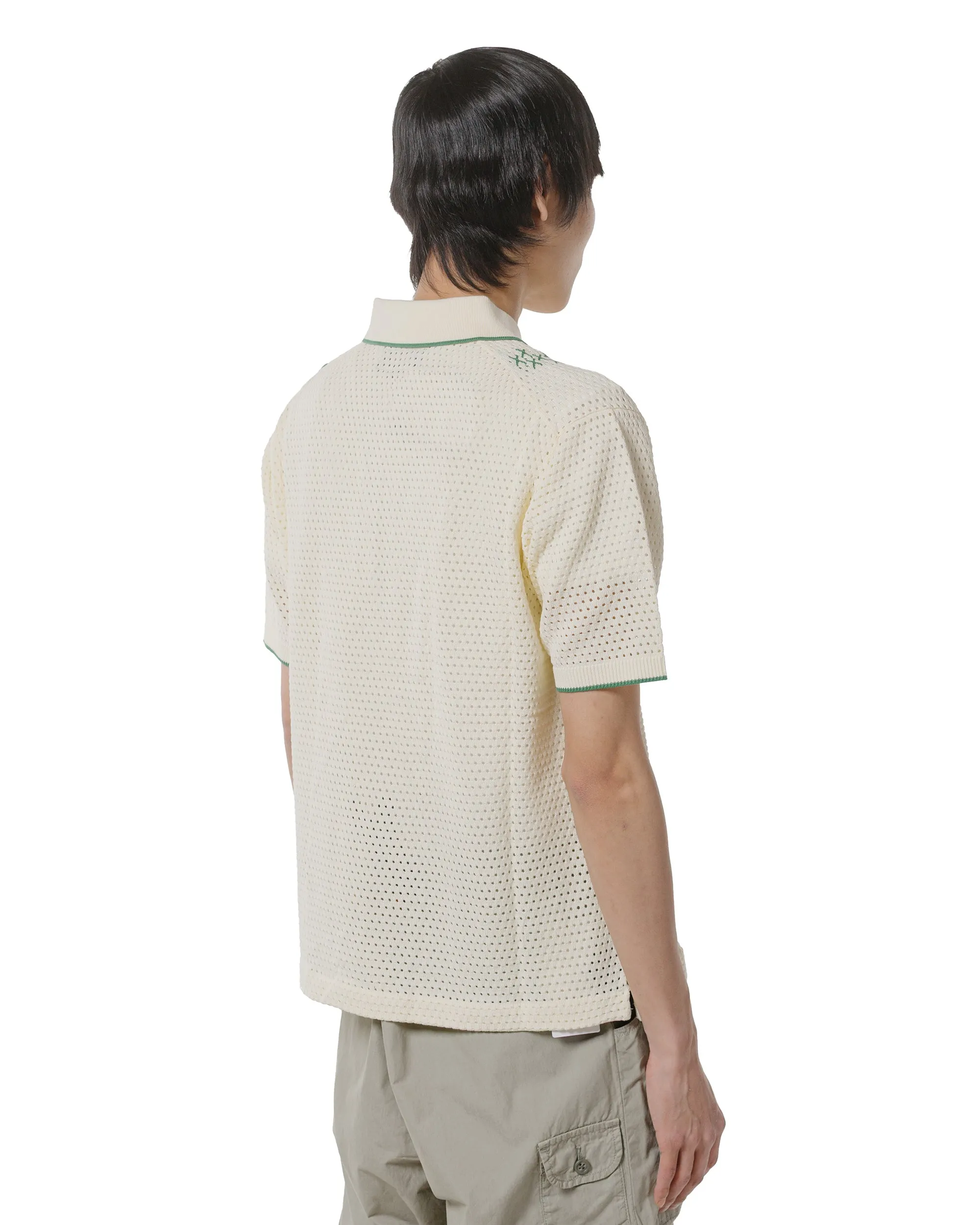 Beams Plus Knit Polo Mesh Stripe Off White sold by Lost & Found product image thumbnail 3