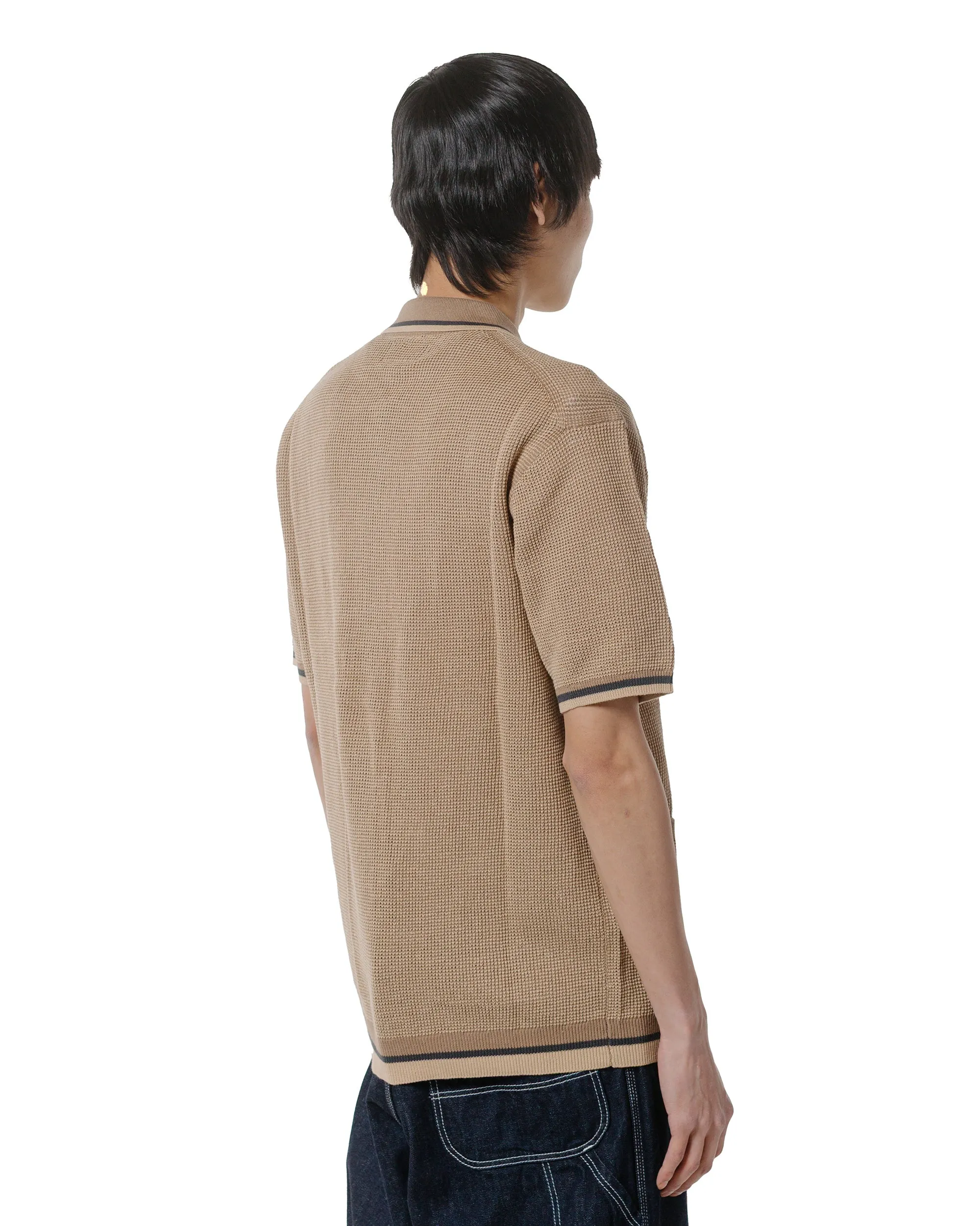 Beams Plus Zip Knit Polo Beige sold by Lost & Found product image thumbnail 3