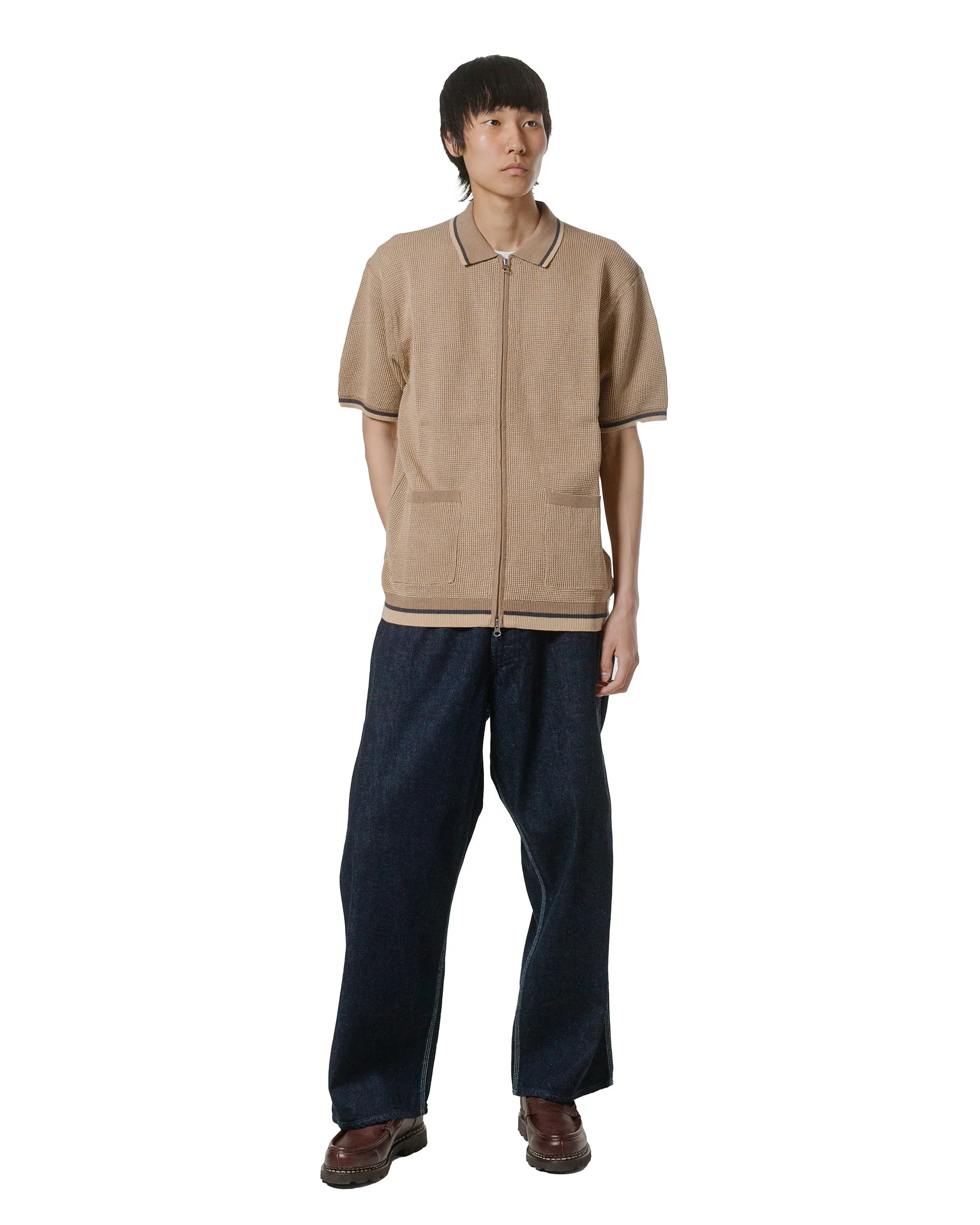 Beams Plus Zip Knit Polo Beige sold by Lost & Found product image thumbnail 4